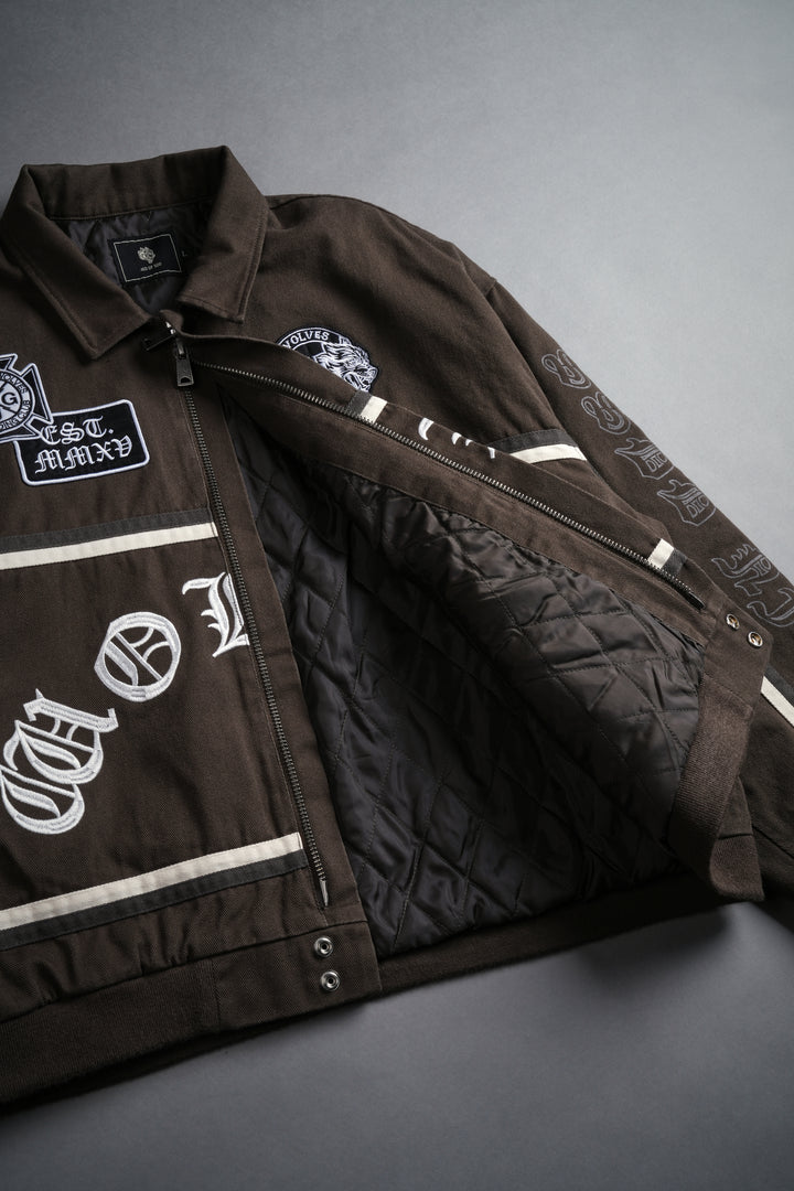 Wolves Club Chopper Big Moe Jacket in Darc Olive/Cream/Wolf Gray