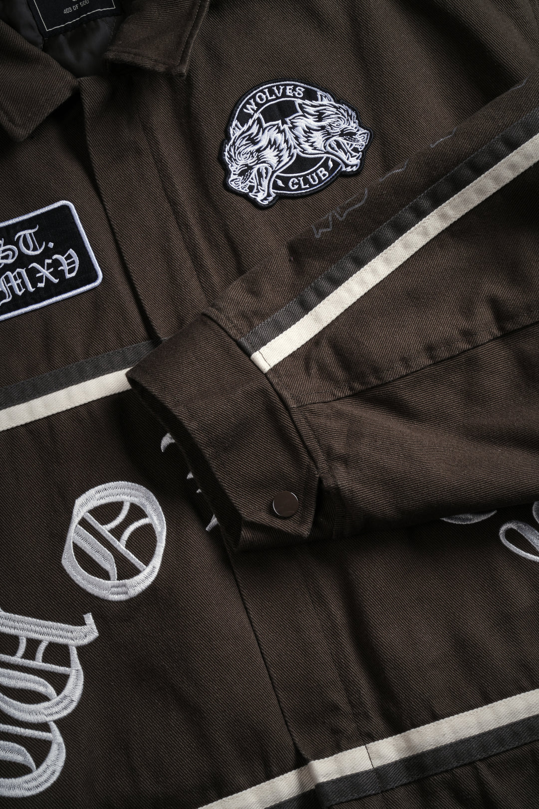 Wolves Club Chopper Big Moe Jacket in Darc Olive/Cream/Wolf Gray