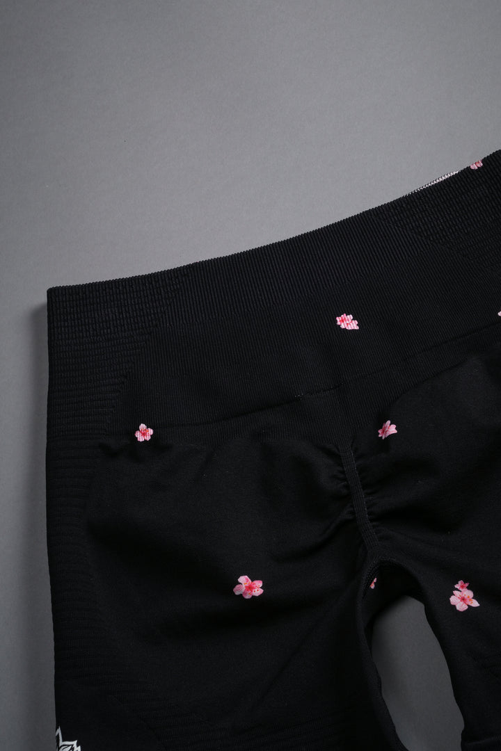 Dual Wolf Everson Seamless "Valencourt" Shorts in Black/Cherry Blossom