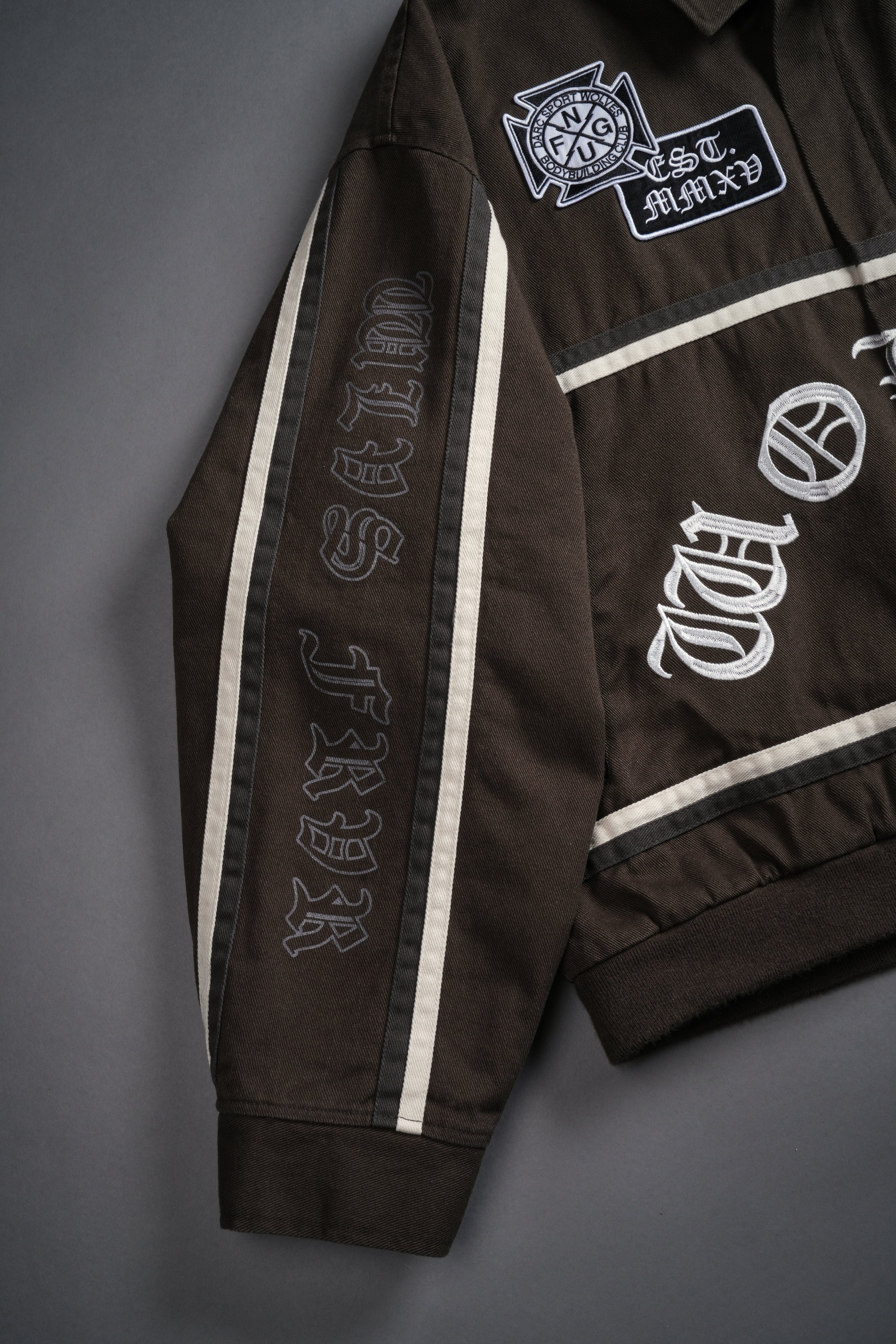 Wolves Club Chopper Big Moe Jacket in Darc Olive/Cream/Wolf Gray