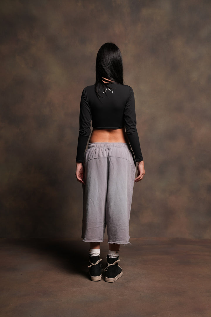 Dual Wolf She Capri Sweat Pants In Pale Gray Super Sun Fade