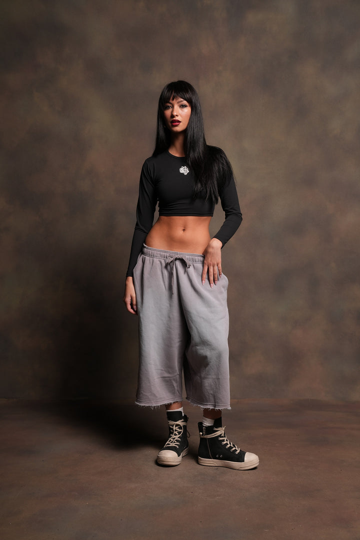 Dual Wolf She Capri Sweat Pants In Pale Gray Super Sun Fade