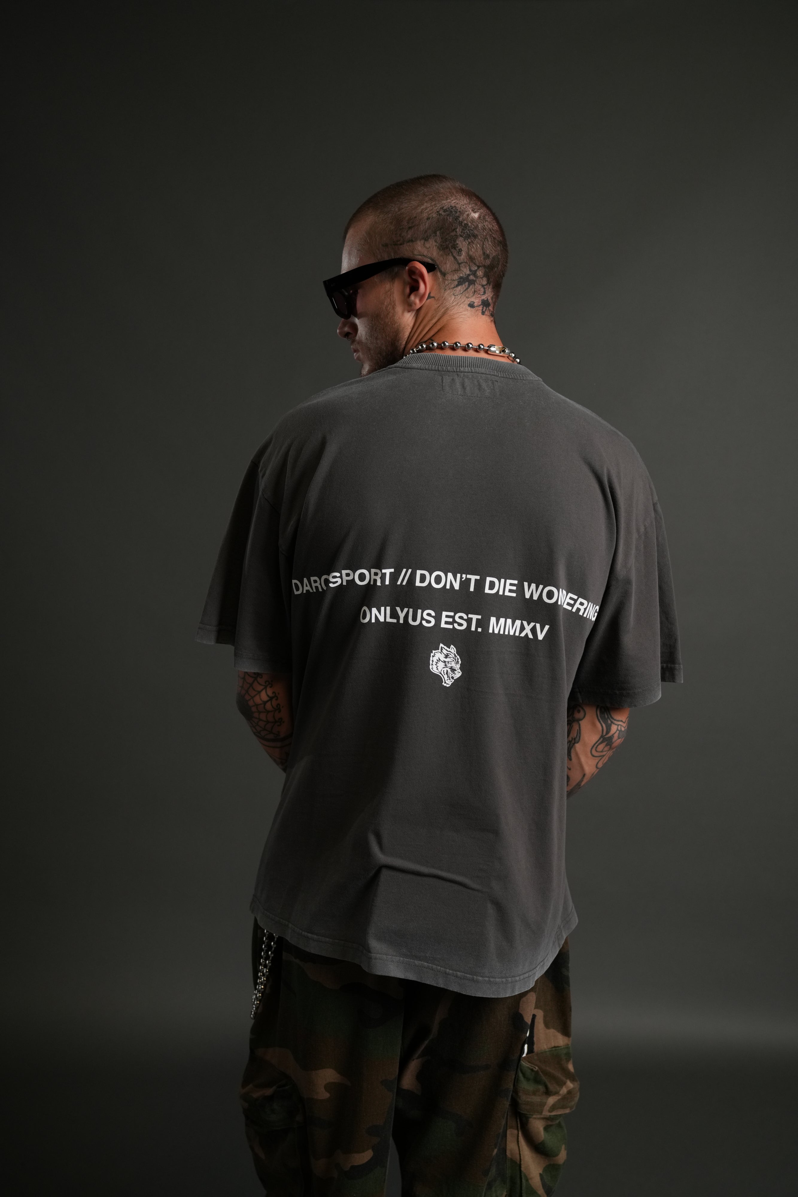 Mistress of Darkness "Grunge" Tee in Wolf Gray