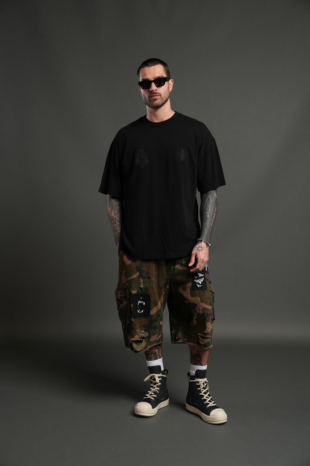 Webs and Shadows Premium Oversized Tee in Black