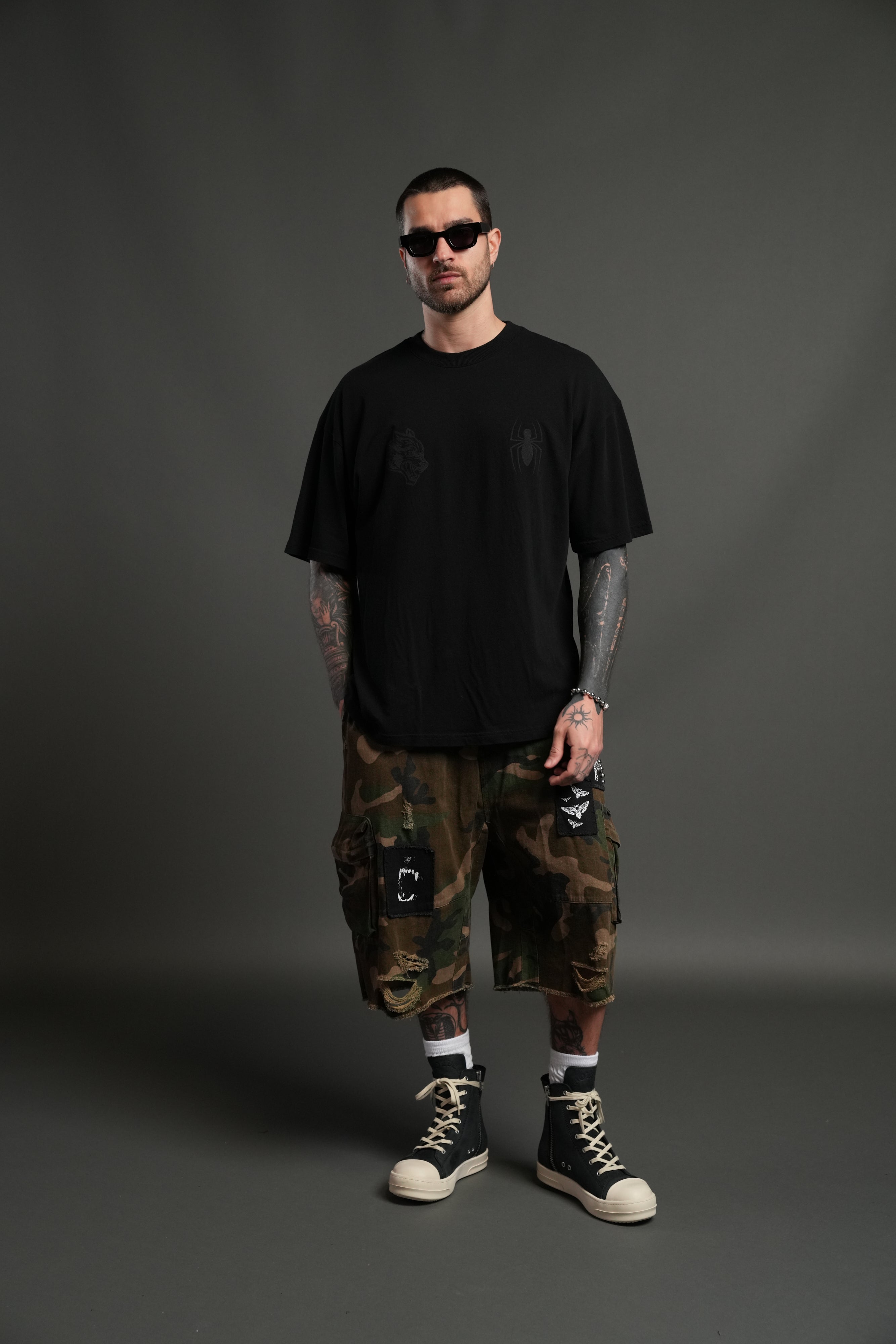 Webs and Shadows Premium Oversized Tee in Black