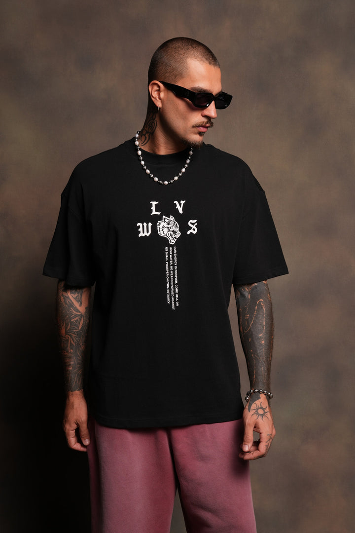 Dama De Las Rosas Premium Oversized Tee In Black