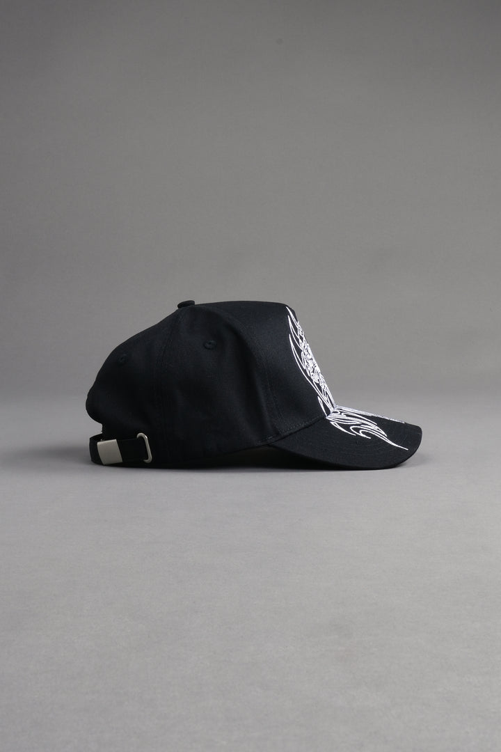 Finite Flame 5 Panel Hat in Black