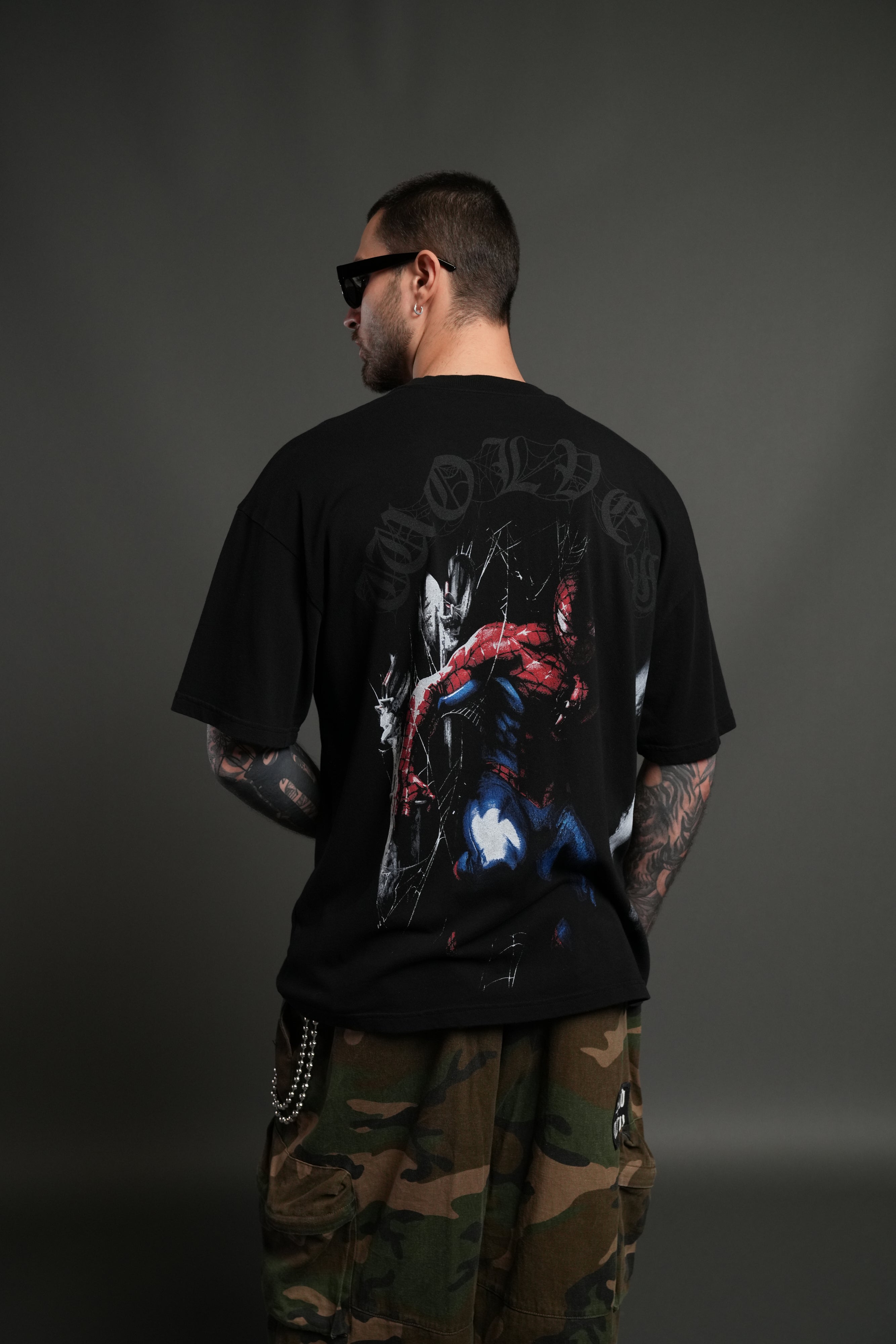 Webs and Shadows Premium Oversized Tee in Black