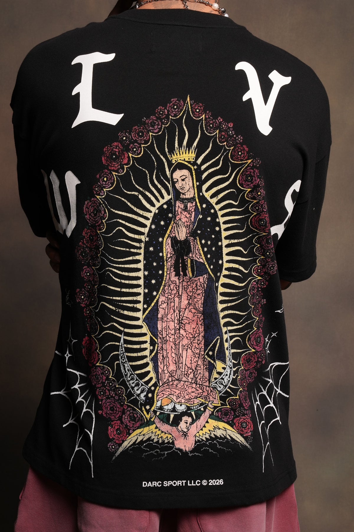 Dama De Las Rosas Premium Oversized Tee In Black