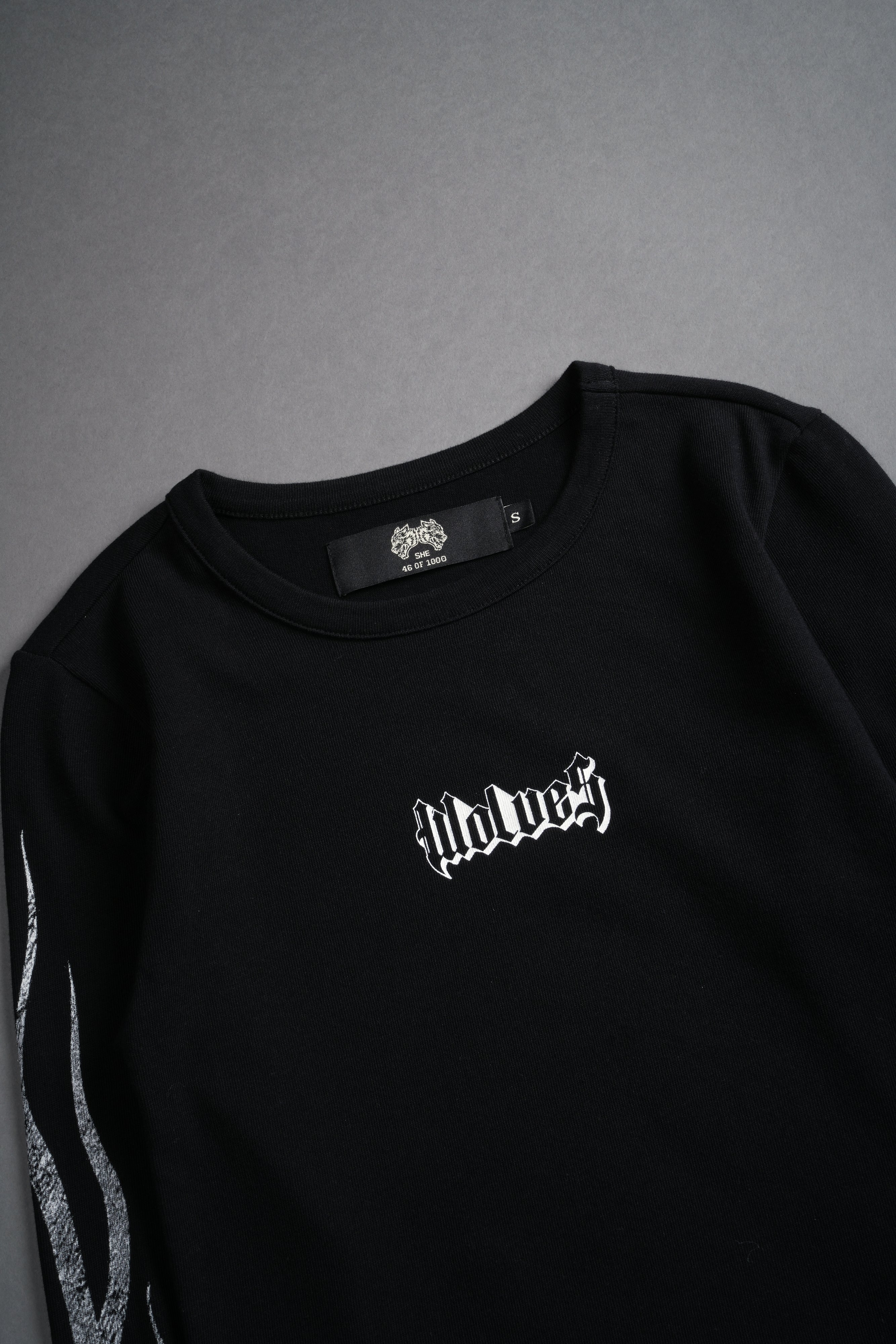 Wolves Flame L/S "Baby" Tee in Black
