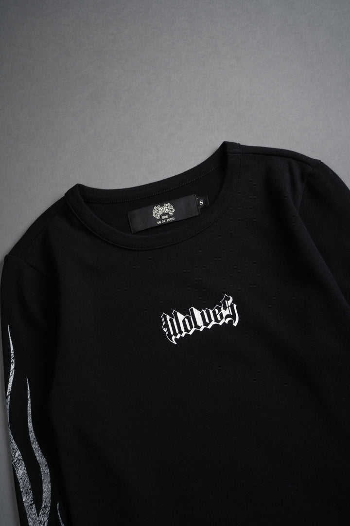 Wolves Flame L/S "Baby" Tee in Black