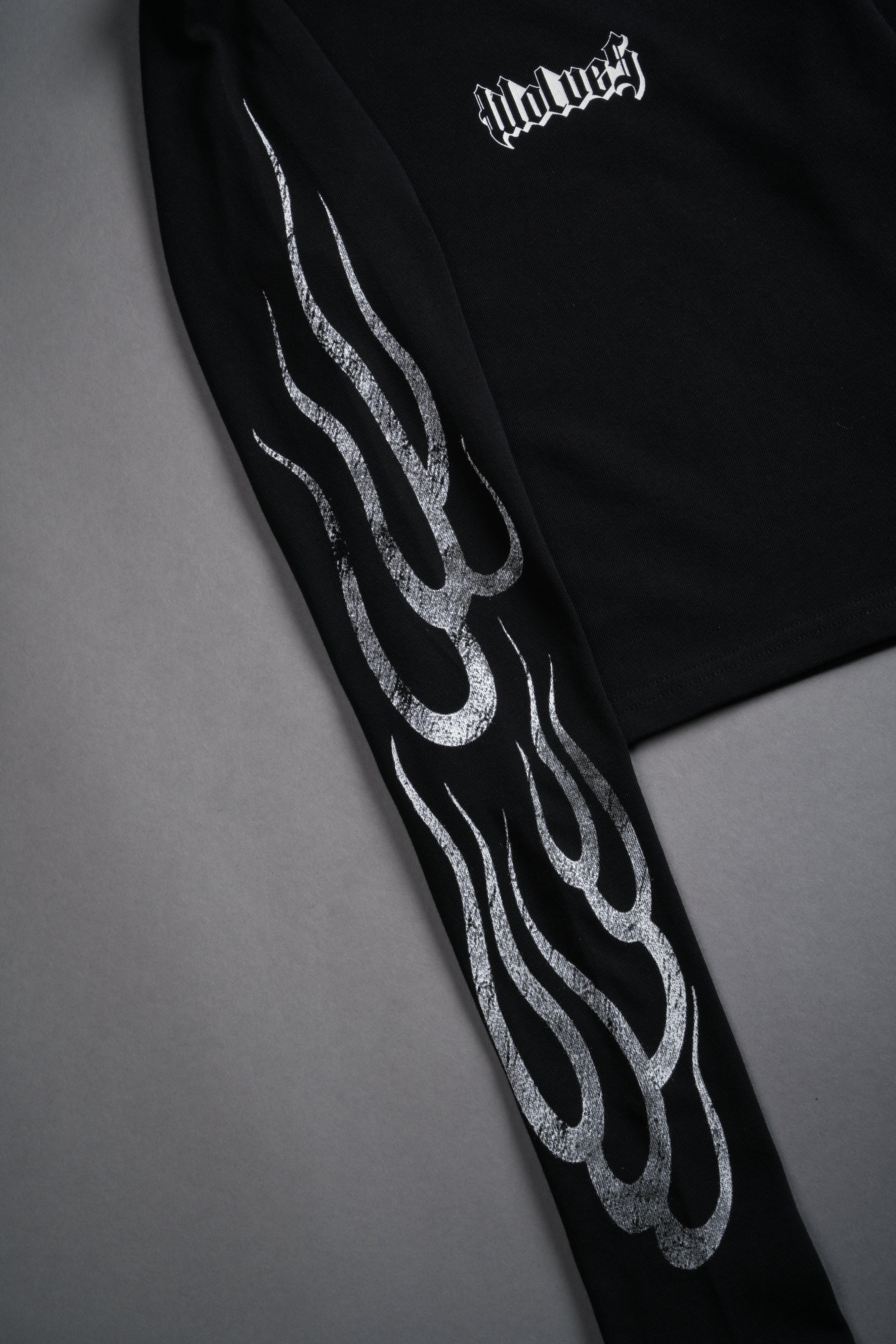 Wolves Flame L/S "Baby" Tee in Black