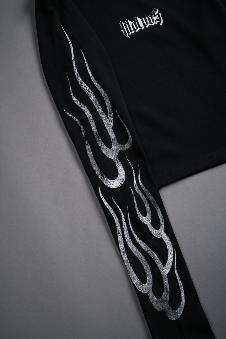 Wolves Flame L/S "Baby" Tee in Black