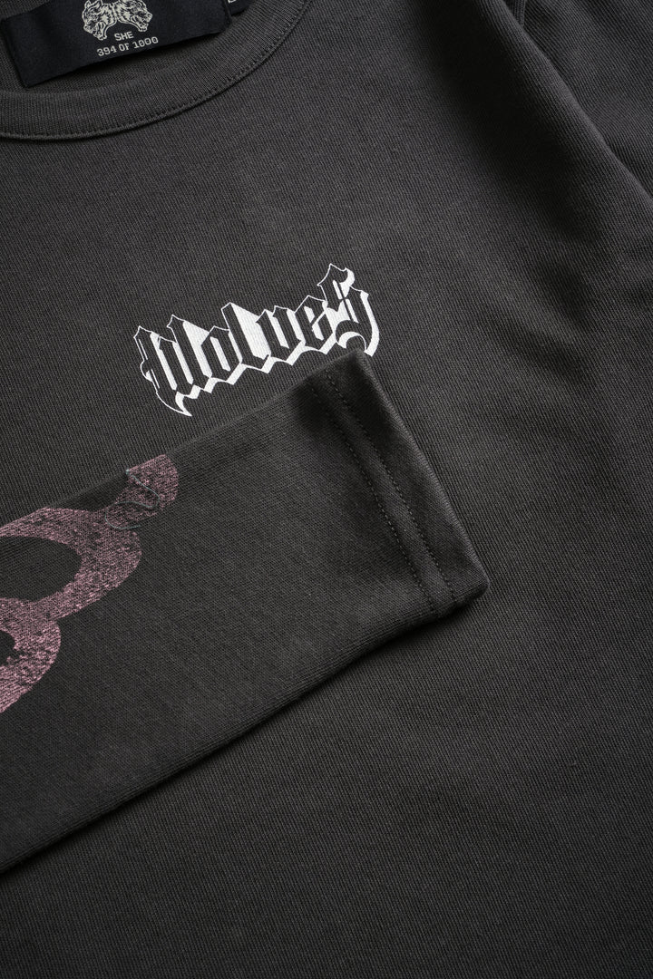 Wolves Flame L/S "Baby" Tee in Wolf Gray