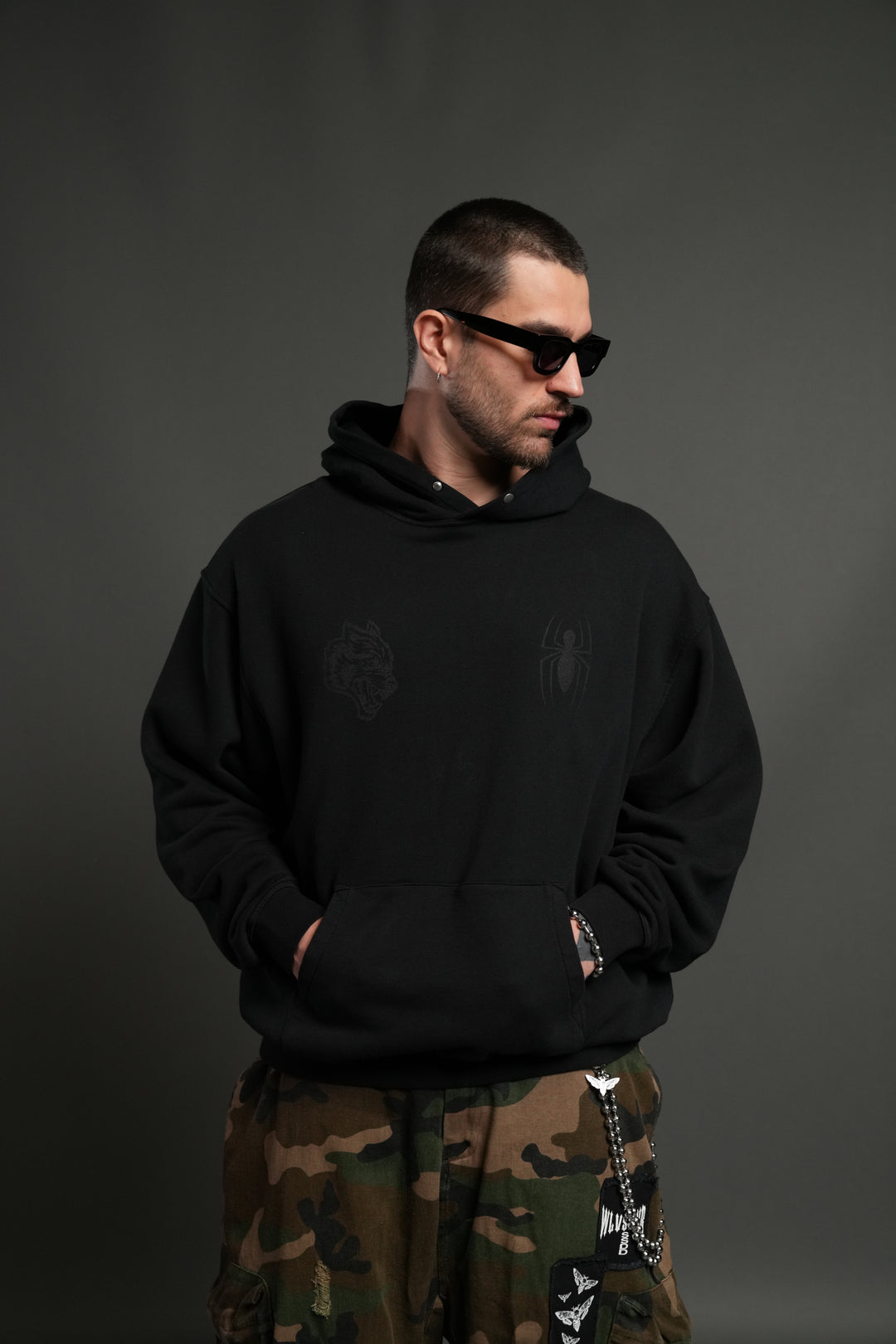 Webs and Shadows "Pierce" Hoodie in Black