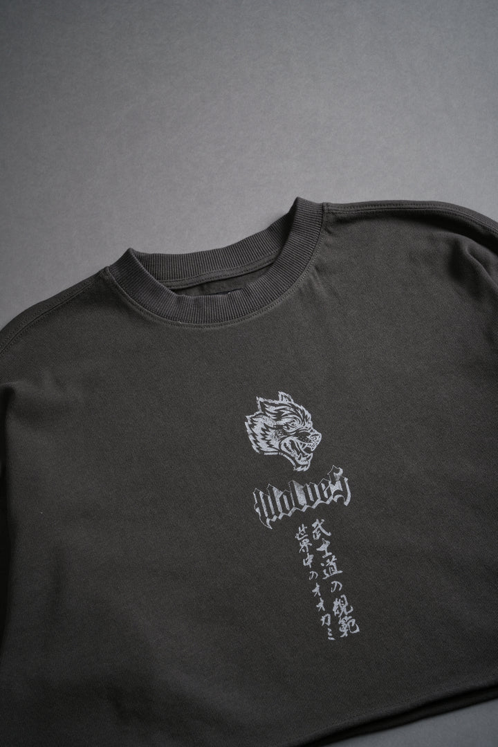 Darc Infernal "Premium" Oversized Cropped L/S Tee in Wolf Gray