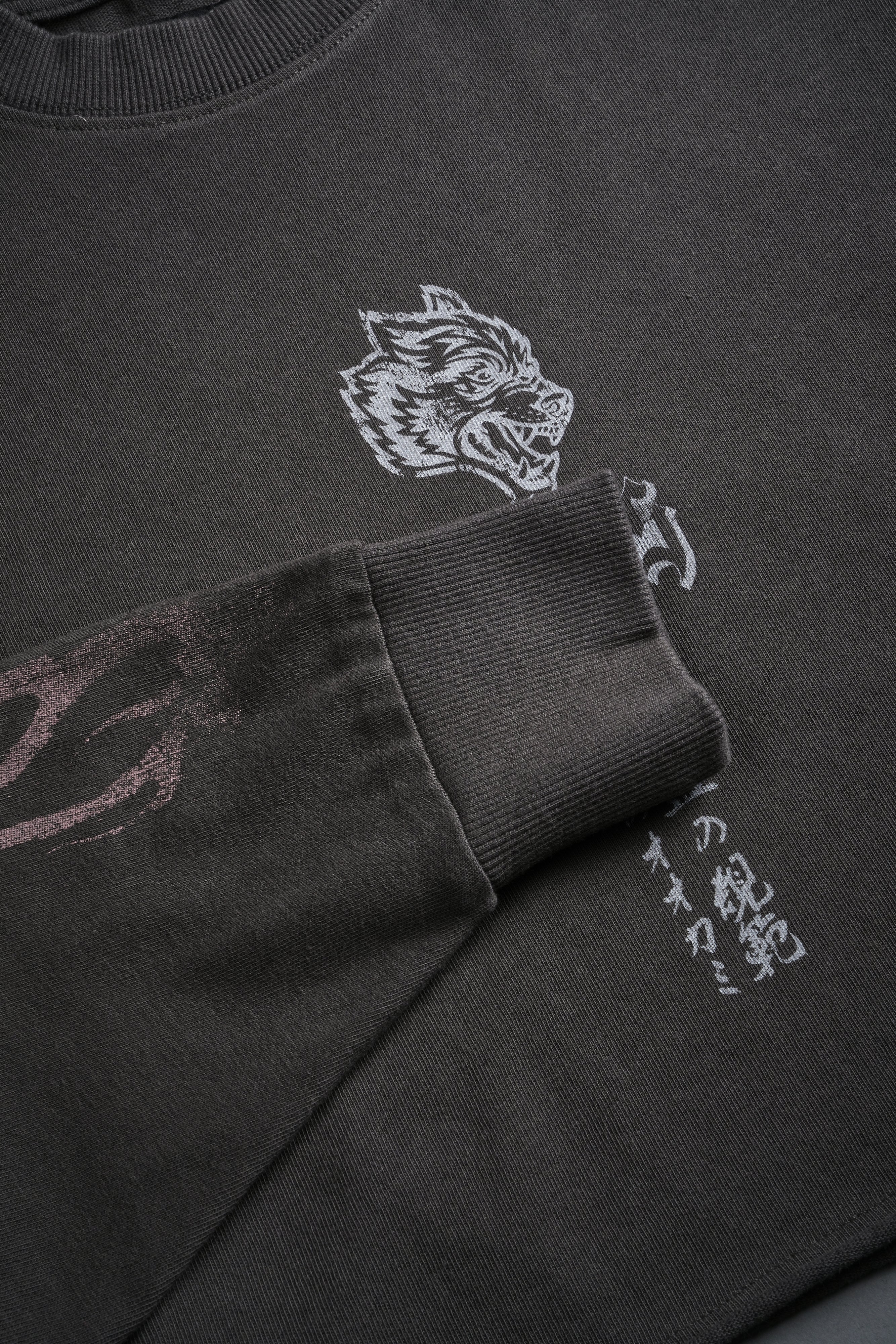 Darc Infernal "Premium" Oversized Cropped L/S Tee in Wolf Gray