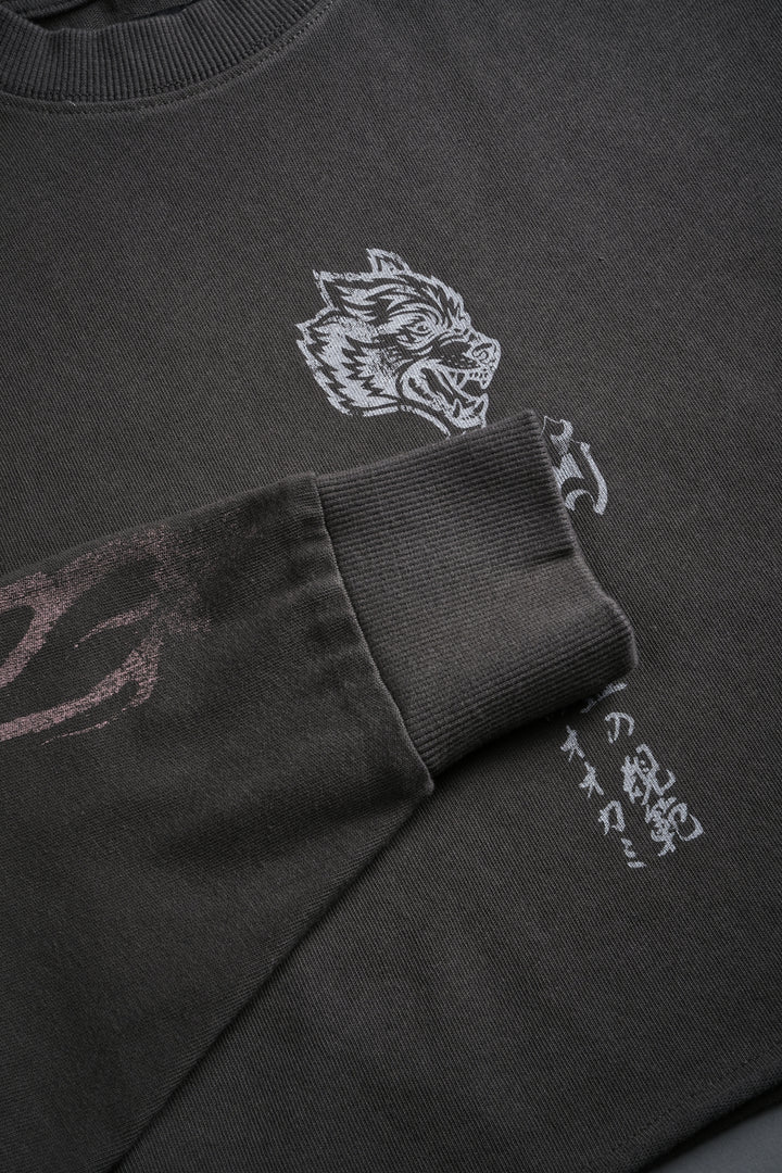 Darc Infernal "Premium" Oversized Cropped L/S Tee in Wolf Gray