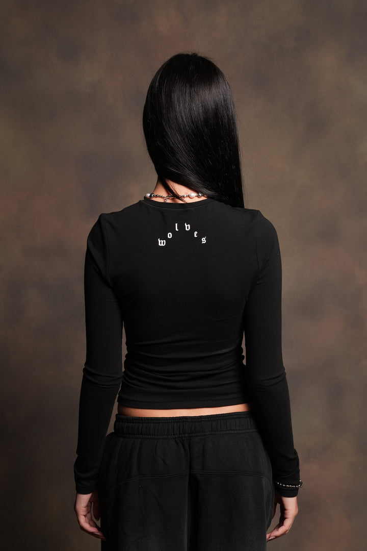 Wolf Head Eden Ls Tee In Black