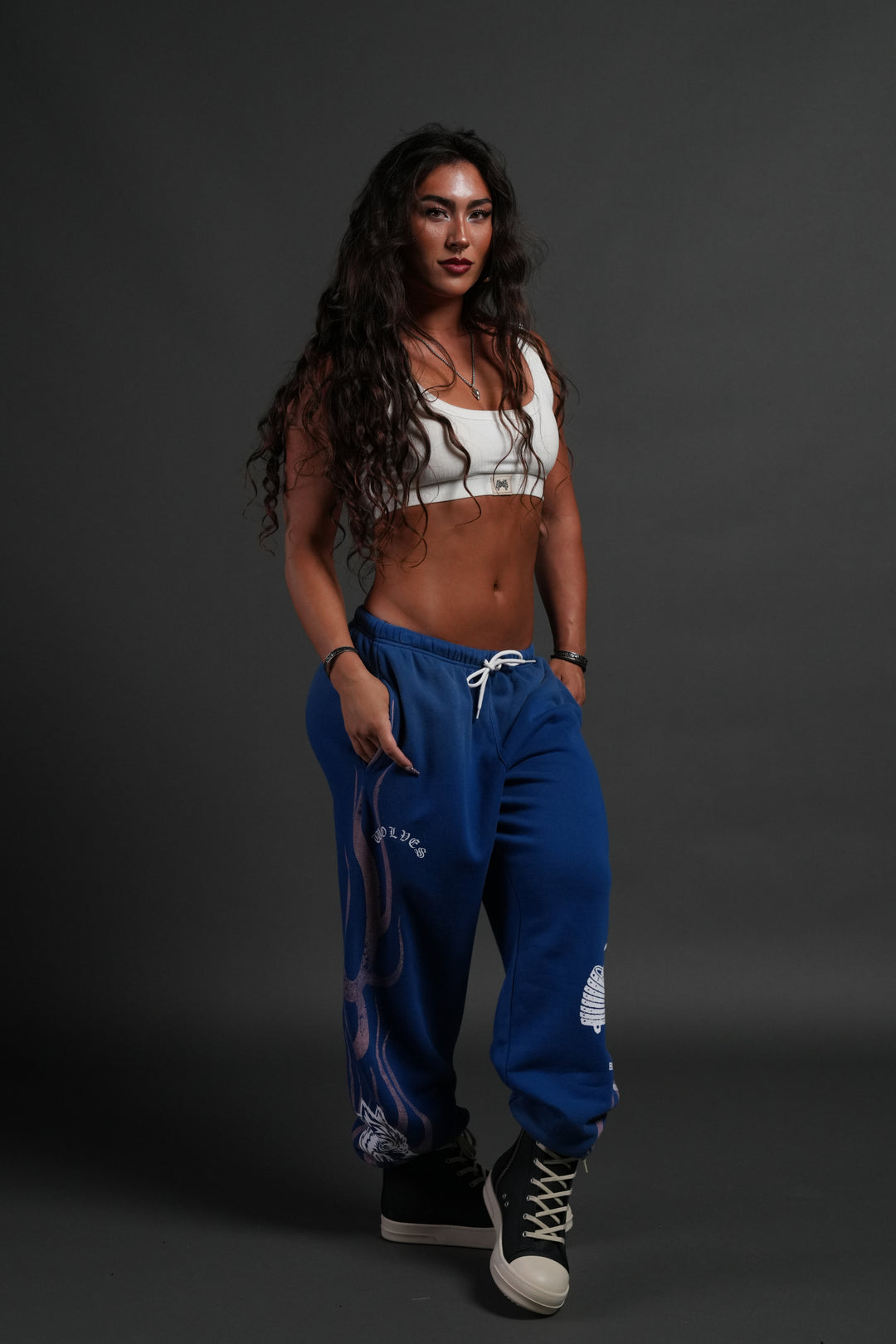 Powerhouse of the Cherub Unisex Lightweight Lounger Sweat Pants in Darc Cobalt Drift Wash