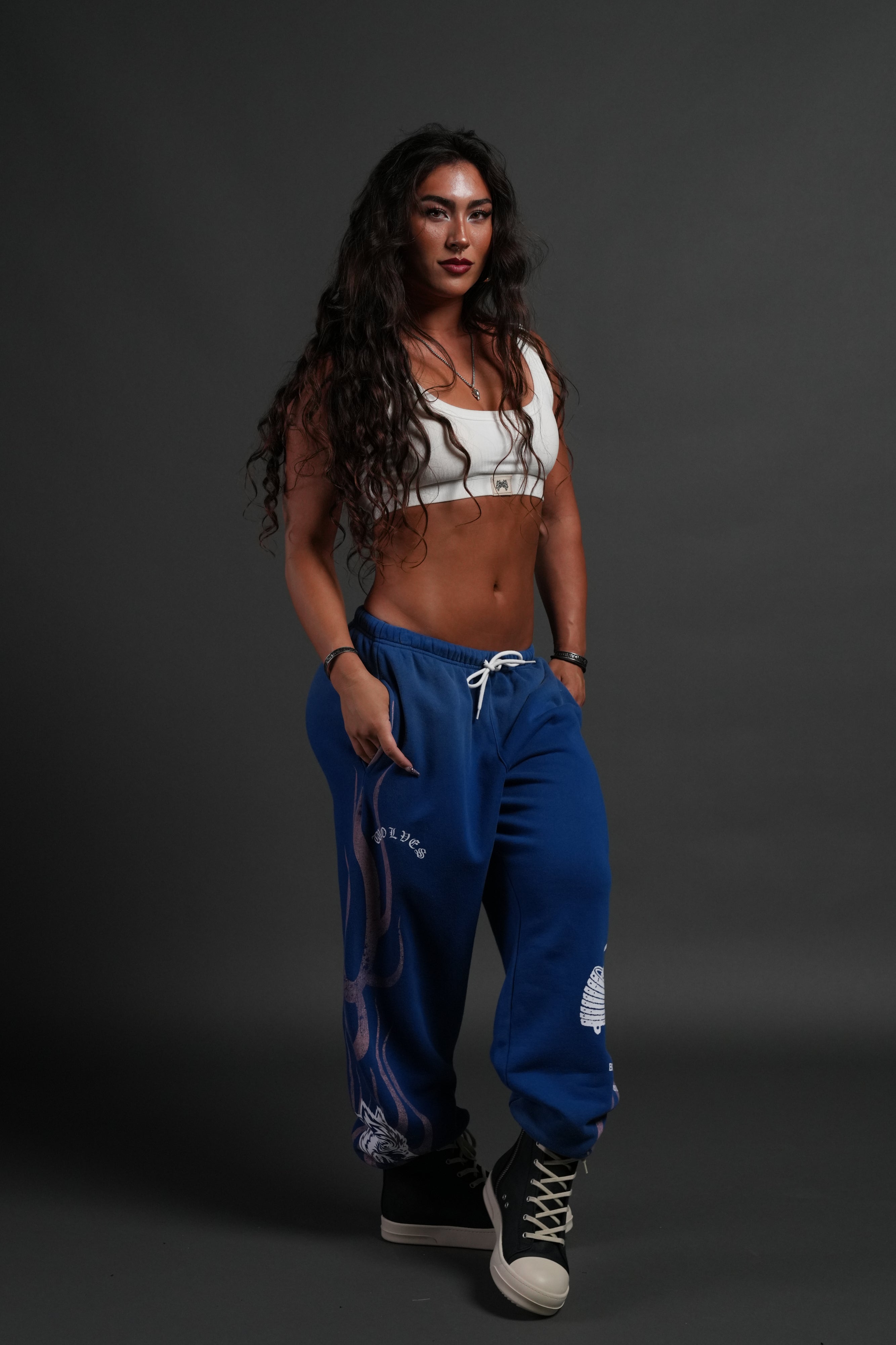 Powerhouse of the Cherub Unisex Lightweight Lounger Sweat Pants in Darc Cobalt Drift Wash