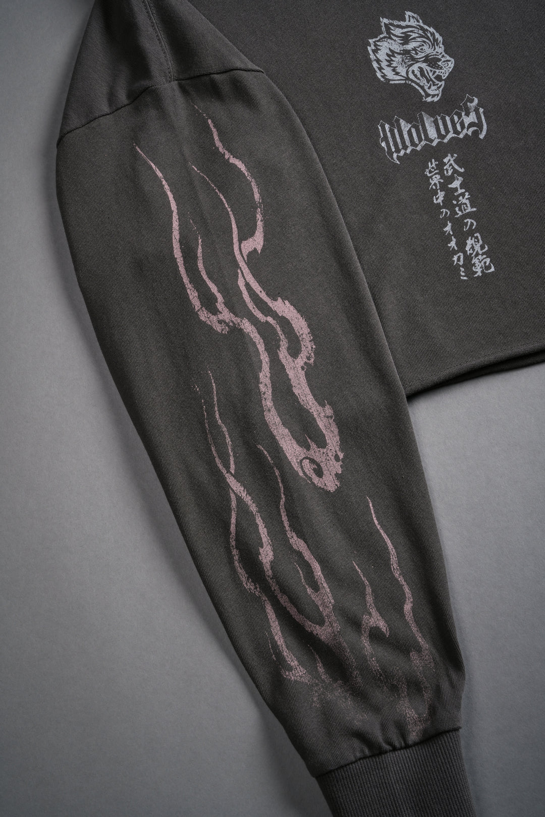 Darc Infernal "Premium" Oversized Cropped L/S Tee in Wolf Gray