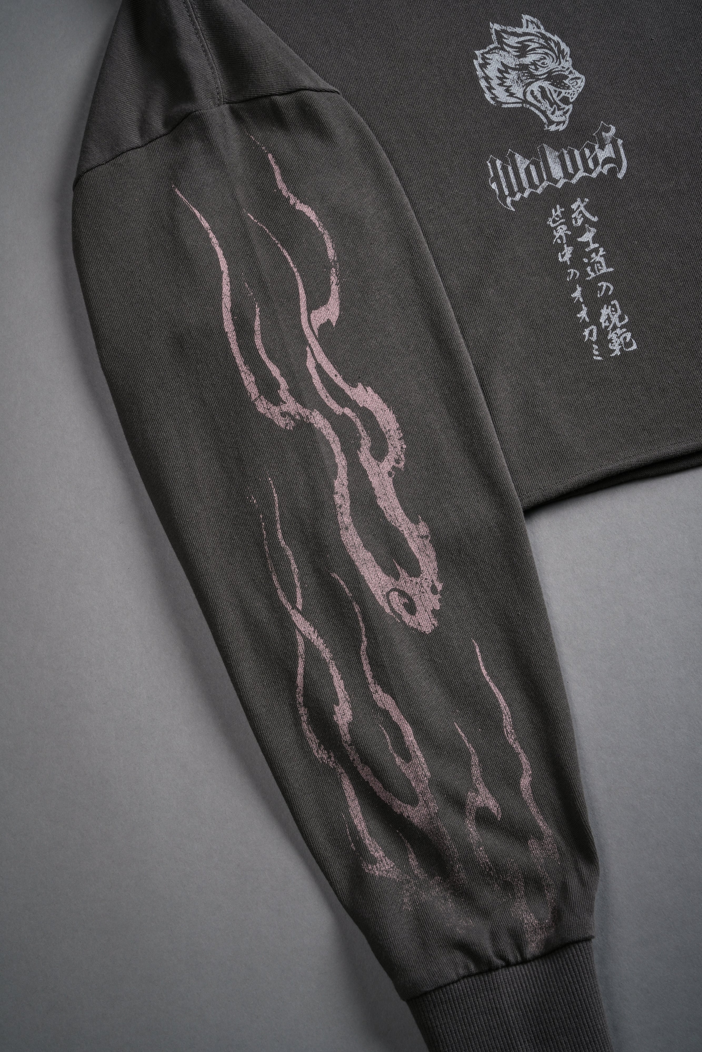 Darc Infernal "Premium" Oversized Cropped L/S Tee in Wolf Gray