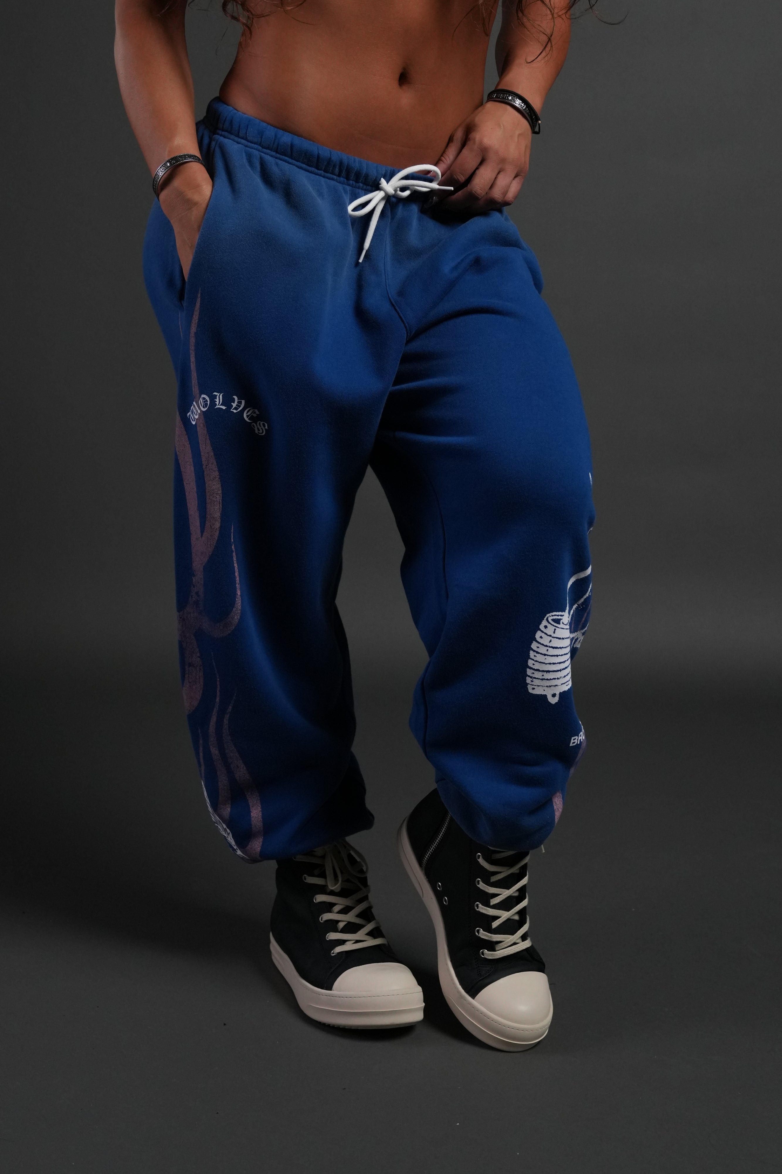 Powerhouse of the Cherub Unisex Lightweight Lounger Sweat Pants in Darc Cobalt Drift Wash