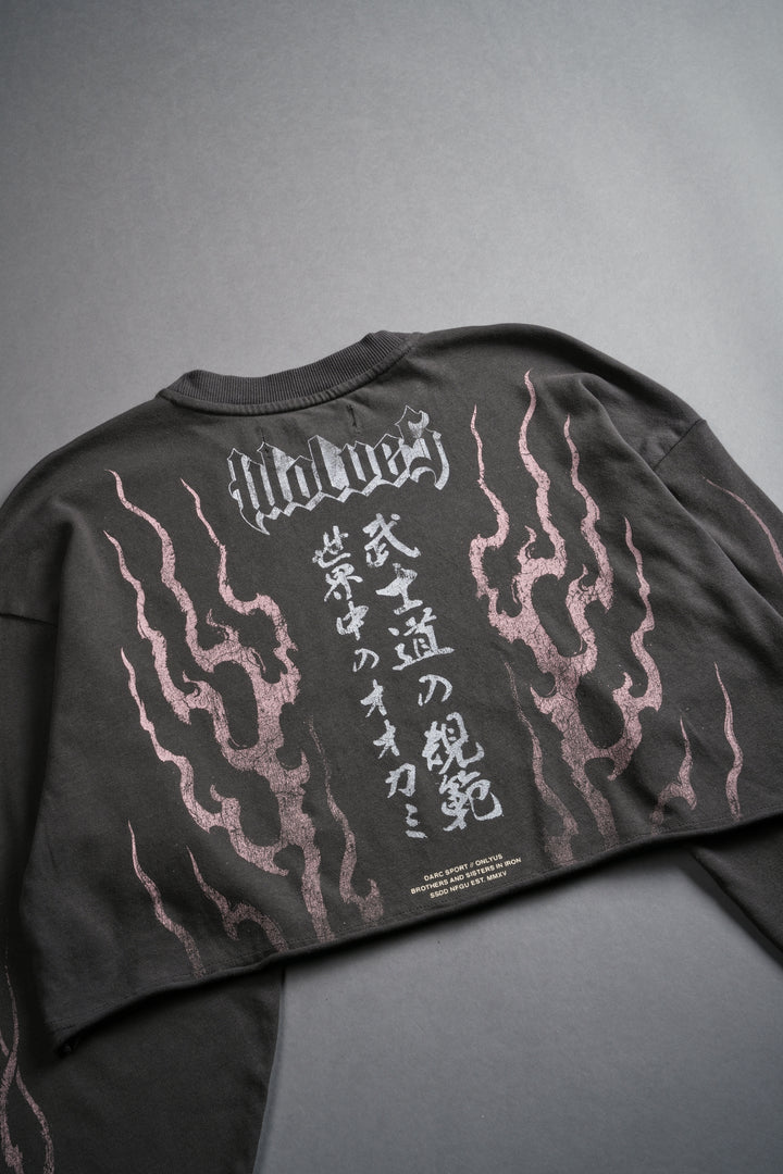 Darc Infernal "Premium" Oversized Cropped L/S Tee in Wolf Gray