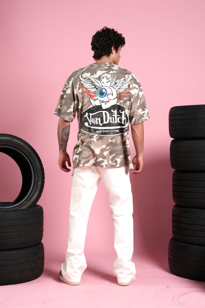 Von Wild V2 Premium Oversized Tee in Dsvd Green Camo