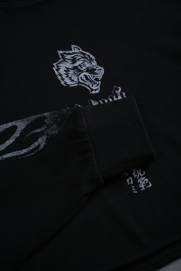 Darc Infernal "Premium" Oversized Cropped L/S Tee in Black