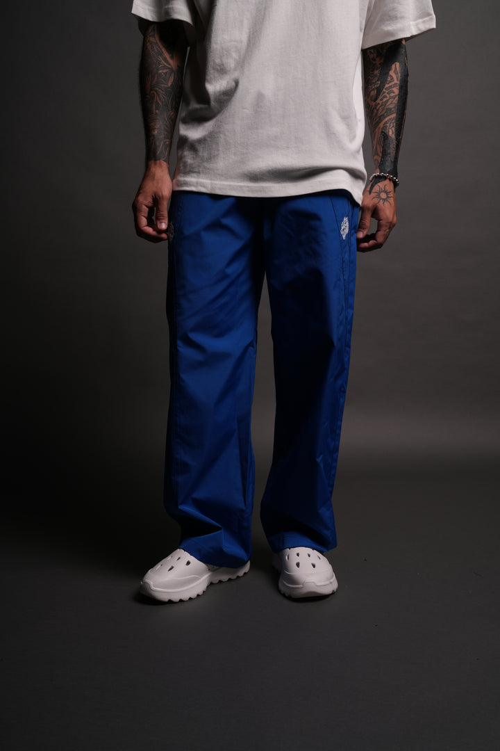 Dual Wolf Chopper Brolic Unisex Track Pants in Cobalt Blue