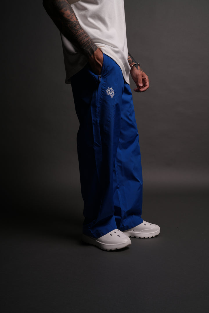 Dual Wolf Chopper Brolic Unisex Track Pants in Cobalt Blue