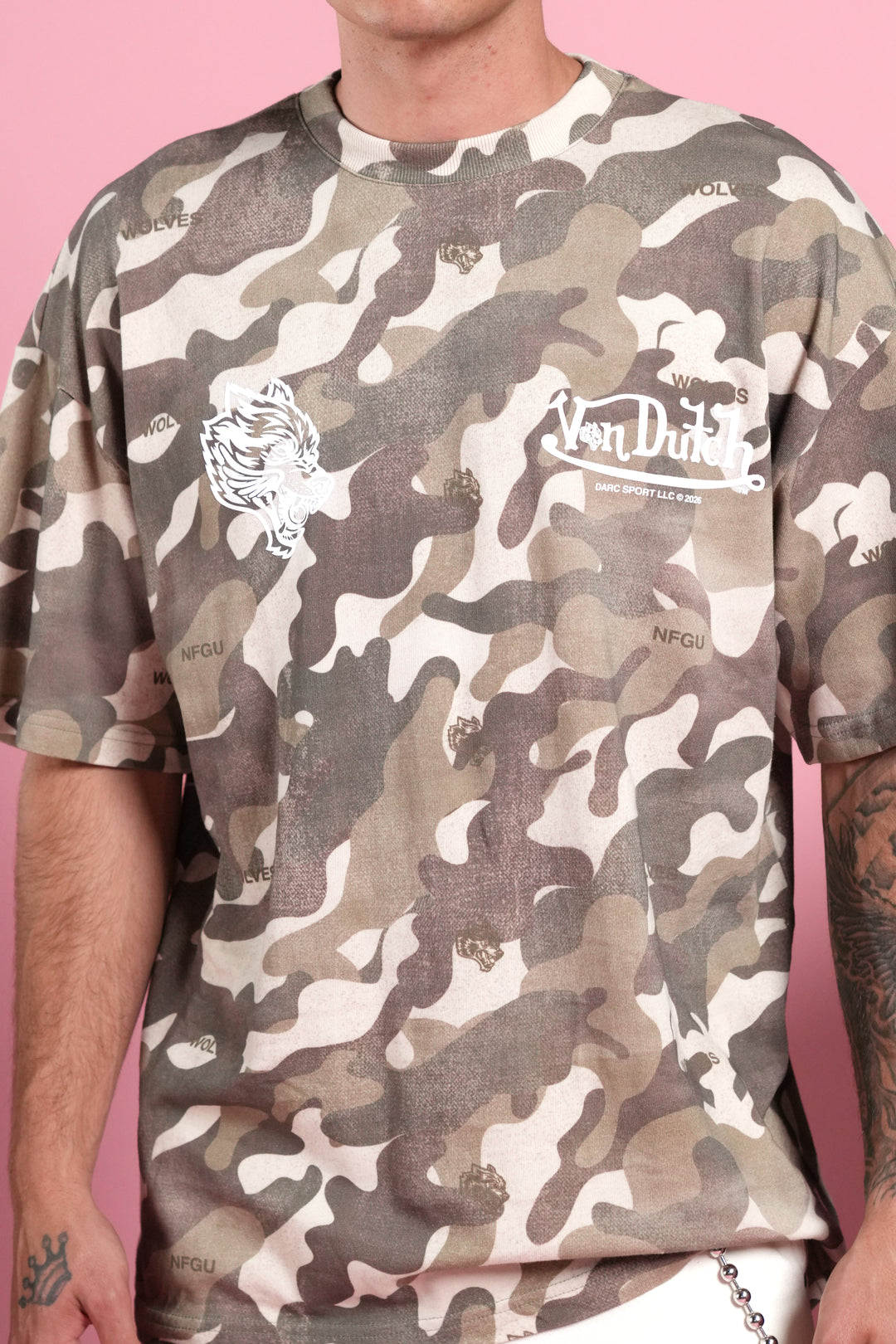 Von Wild V2 Premium Oversized Tee in Dsvd Green Camo