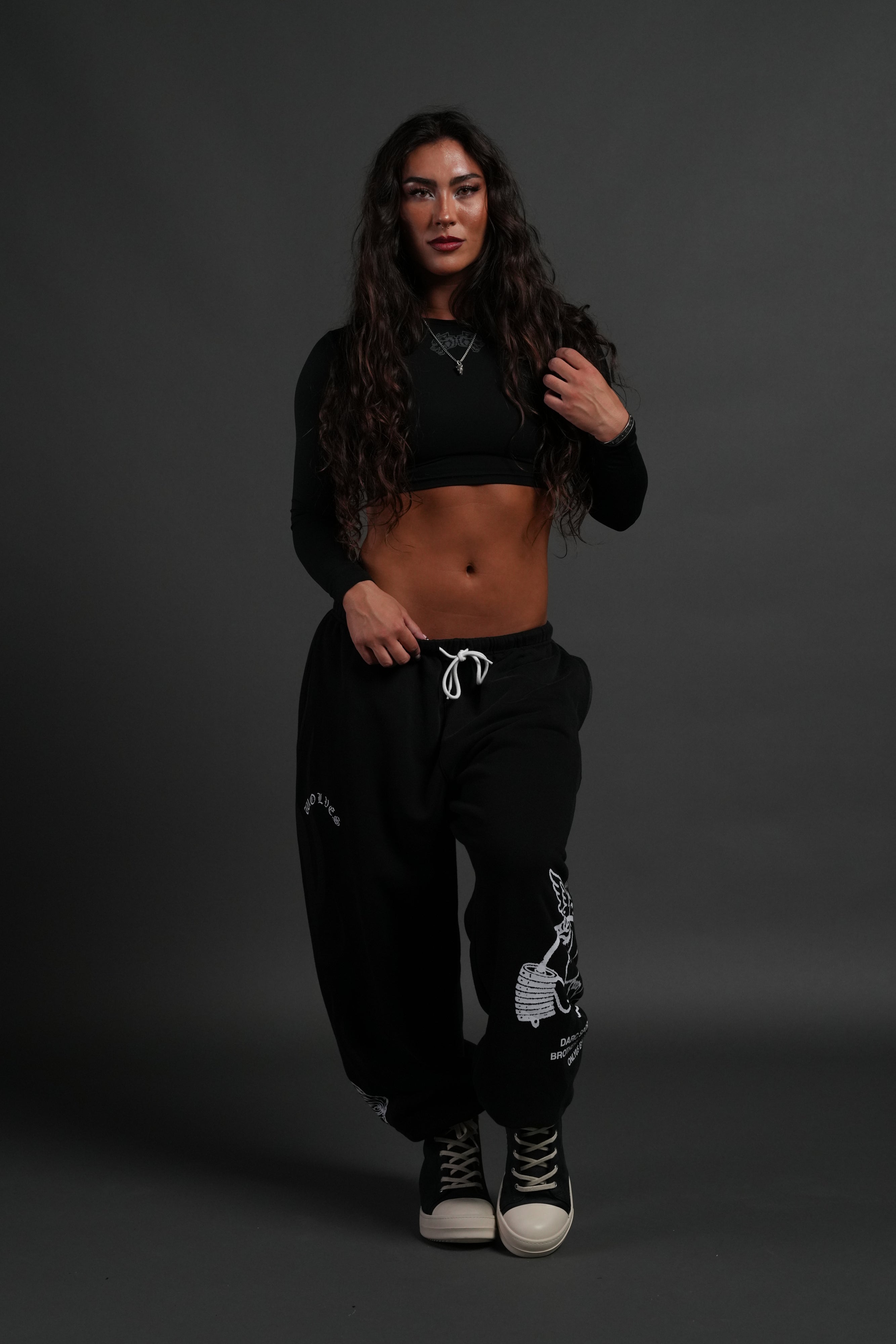 Powerhouse of the Cherub Unisex Lightweight Lounger Sweat Pants in Black Drift Wash
