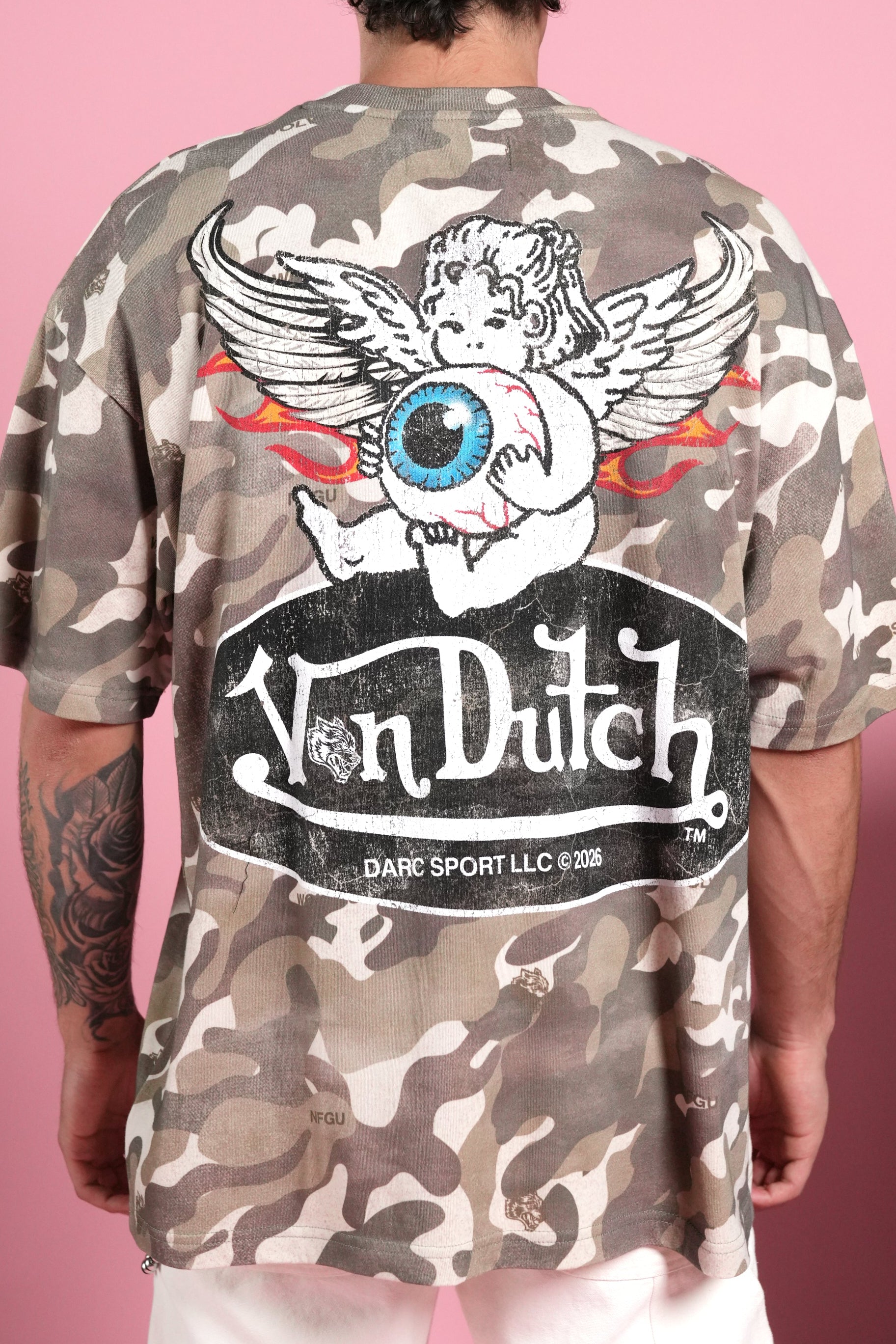 Von Wild V2 Premium Oversized Tee in Dsvd Green Camo