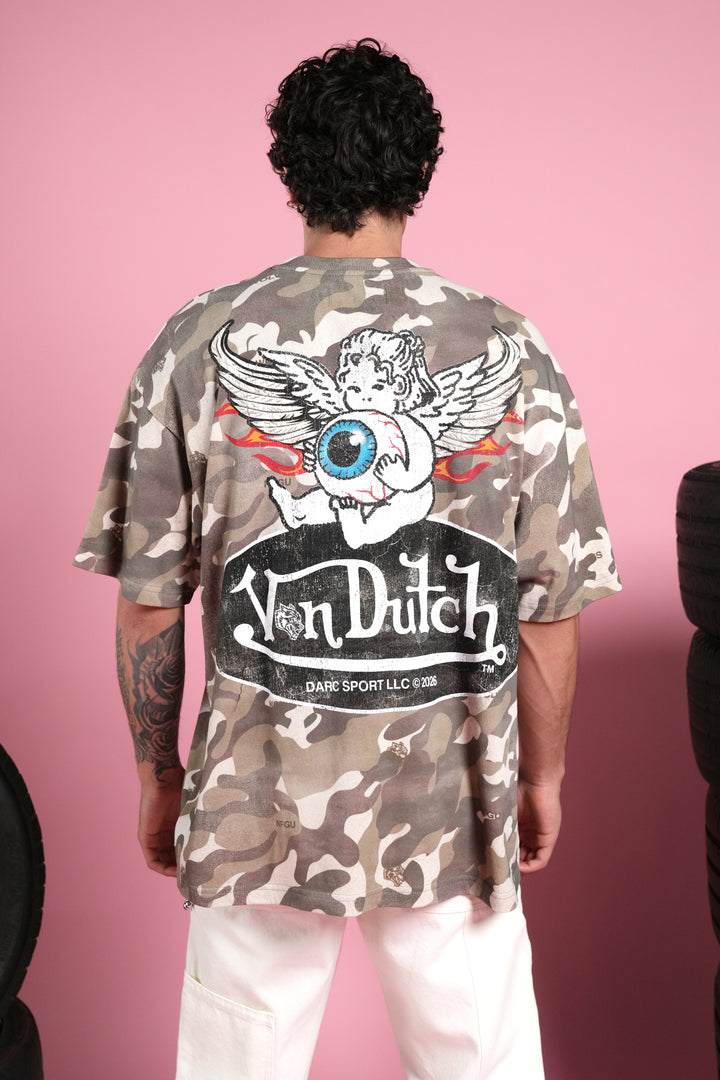 Von Wild V2 Premium Oversized Tee in Dsvd Green Camo