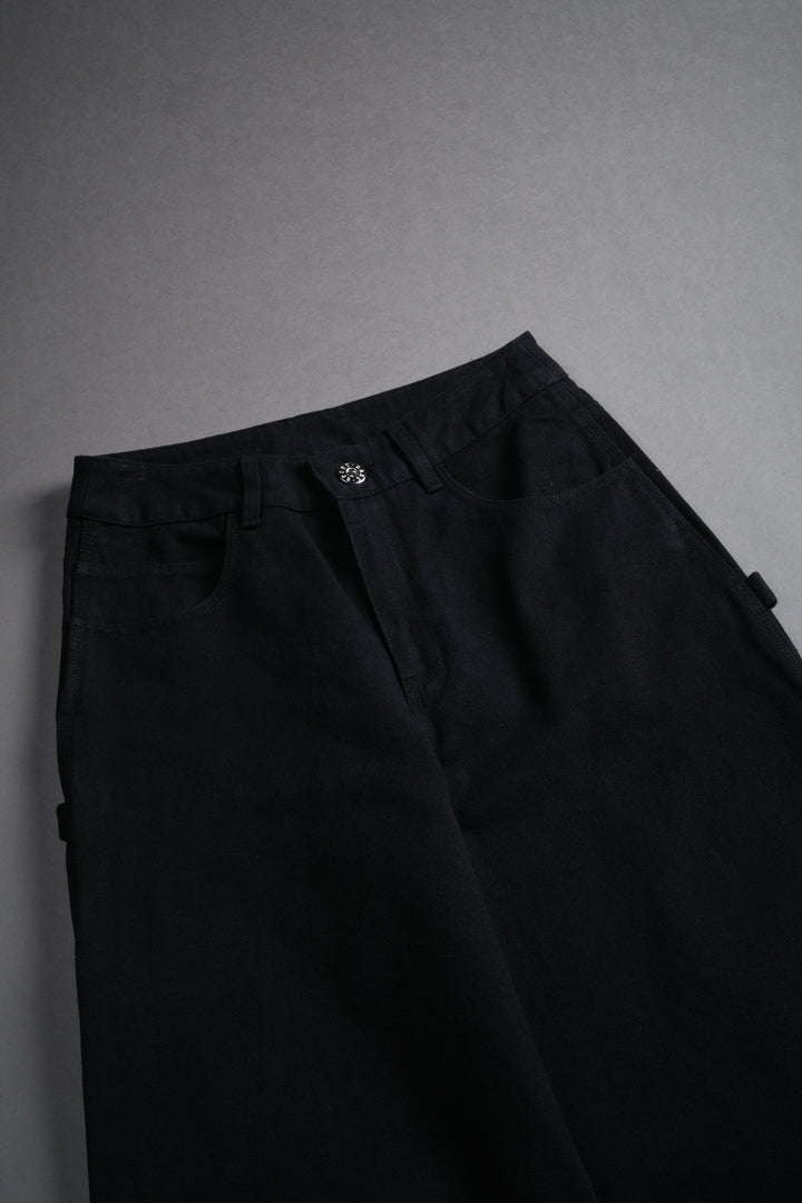 Wolf Chopper Wide Leg Carpenter Pants in Black