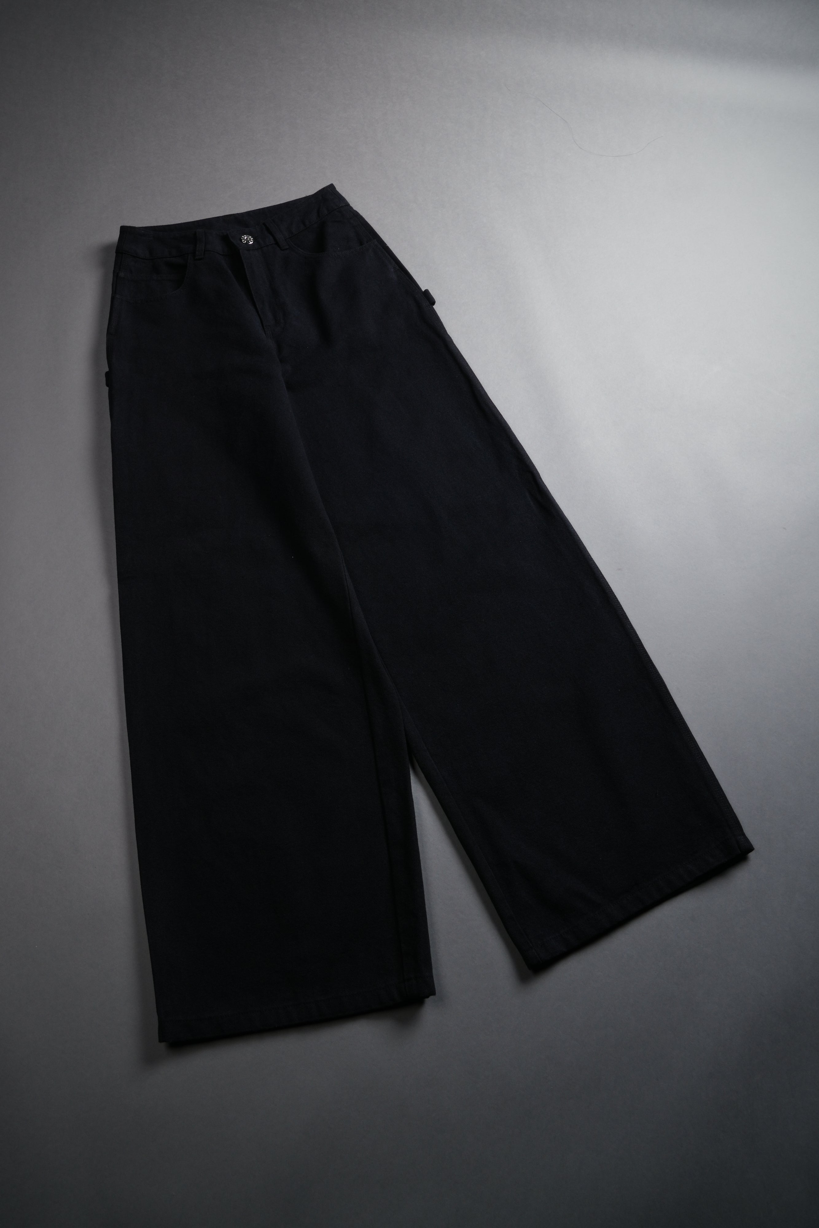 Wolf Chopper Wide Leg Carpenter Pants in Black