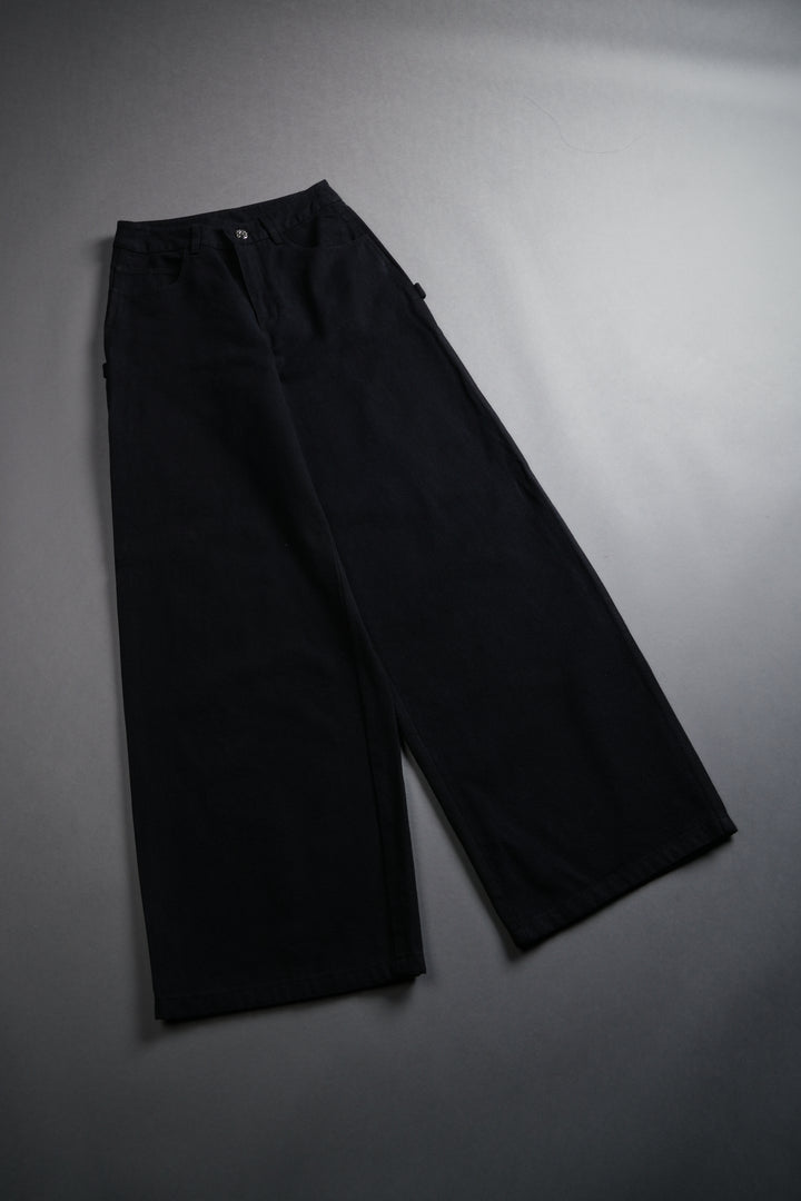 Wolf Chopper Wide Leg Carpenter Pants in Black