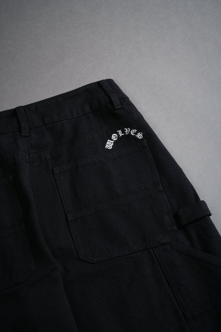 Wolf Chopper Wide Leg Carpenter Pants in Black
