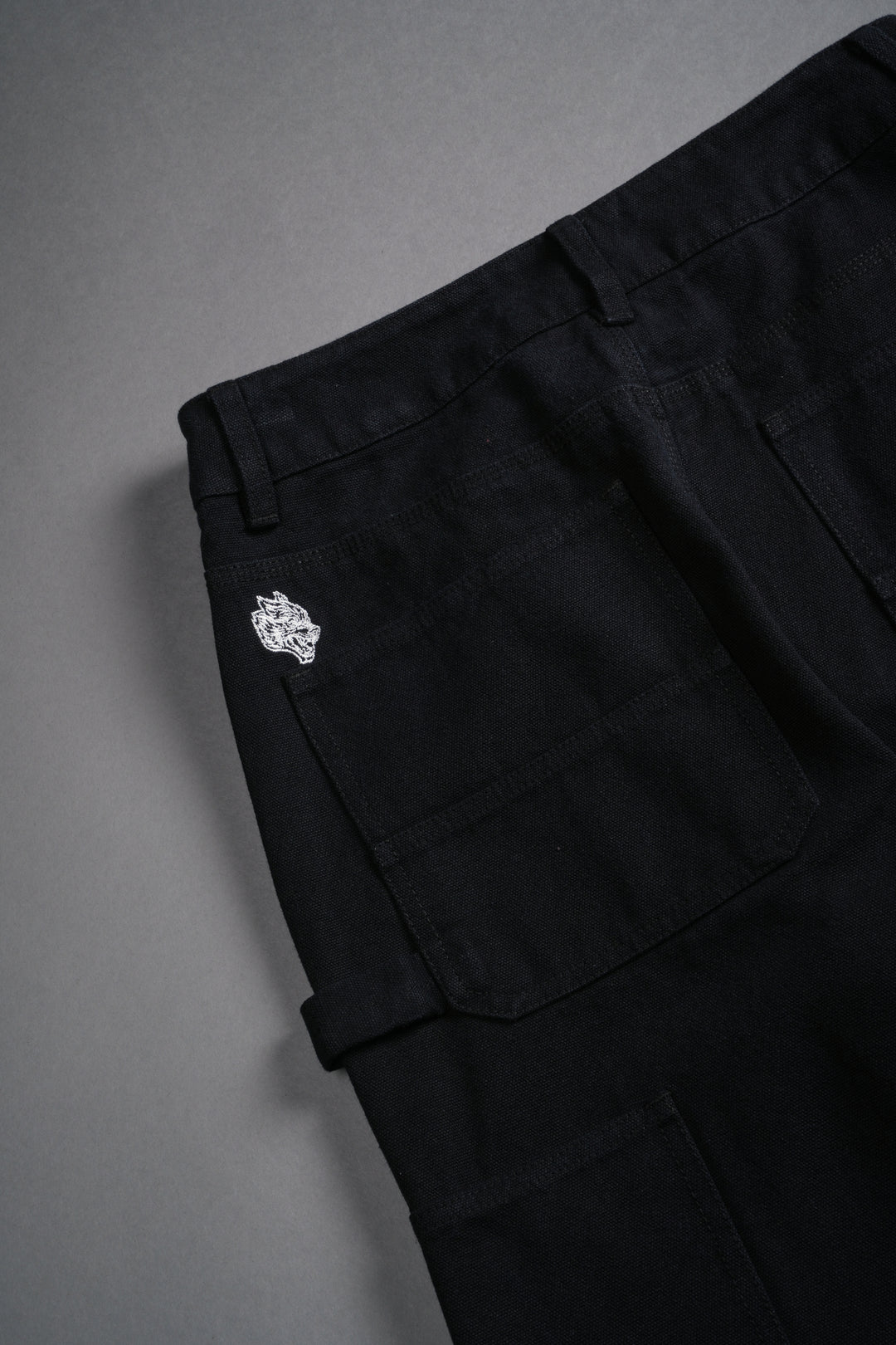 Wolf Chopper Wide Leg Carpenter Pants in Black