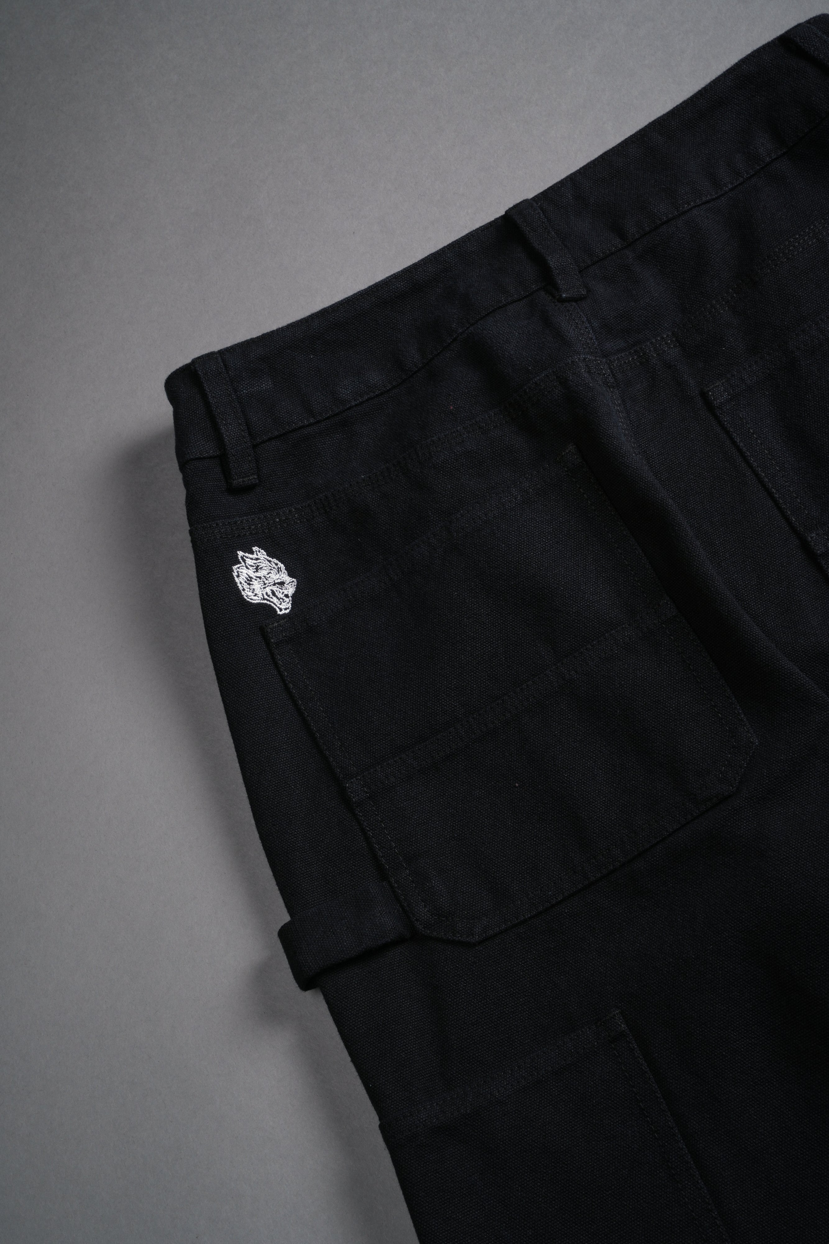Wolf Chopper Wide Leg Carpenter Pants in Black