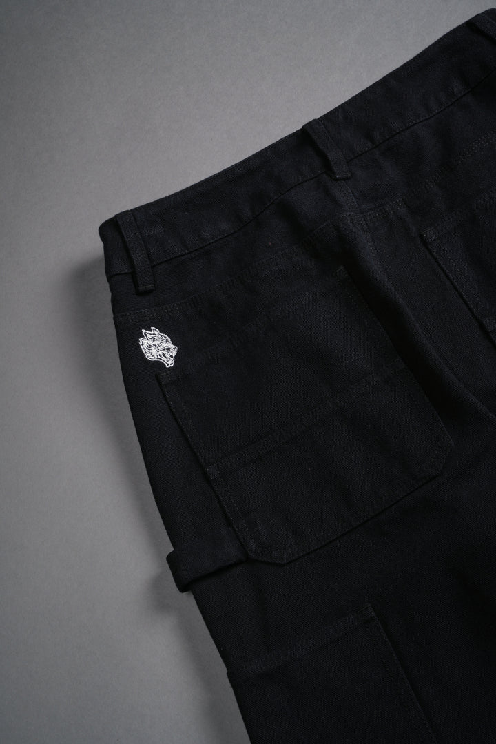 Wolf Chopper Wide Leg Carpenter Pants in Black