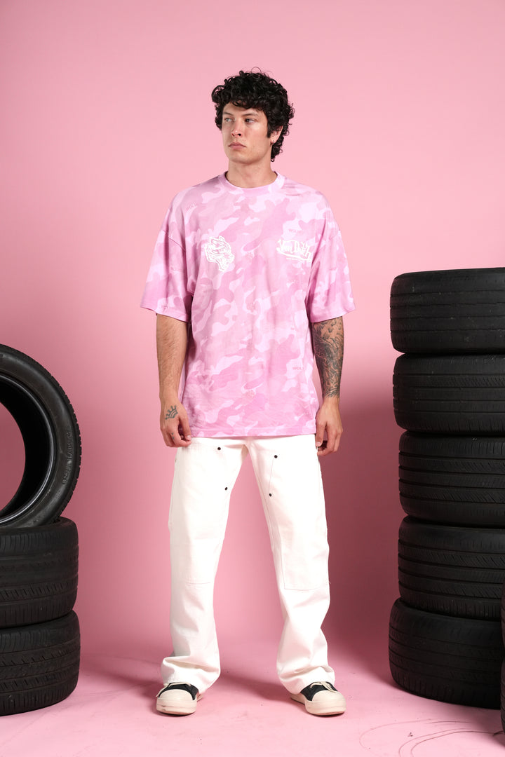 Von Wild V2 Premium Oversized Tee in Dsvd Bubblegum Camo