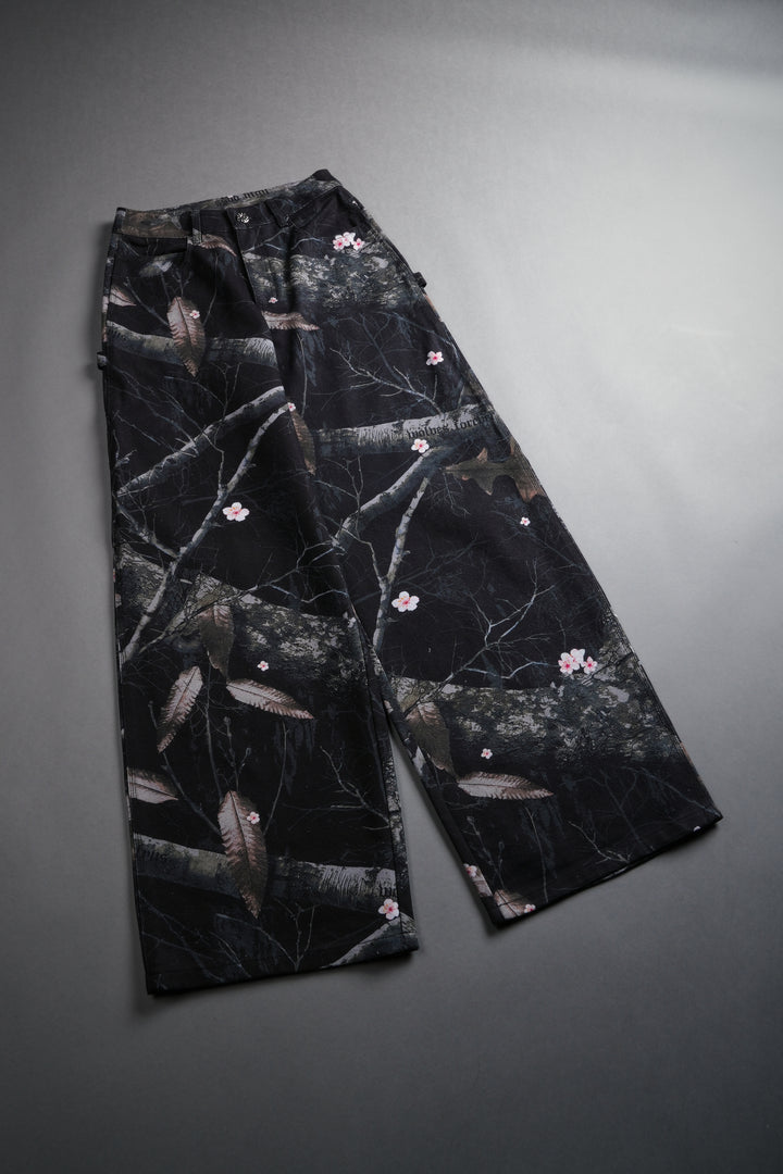 Wolf Chopper Wide Leg Carpenter Pants in Darc Blossom Woodland Camo