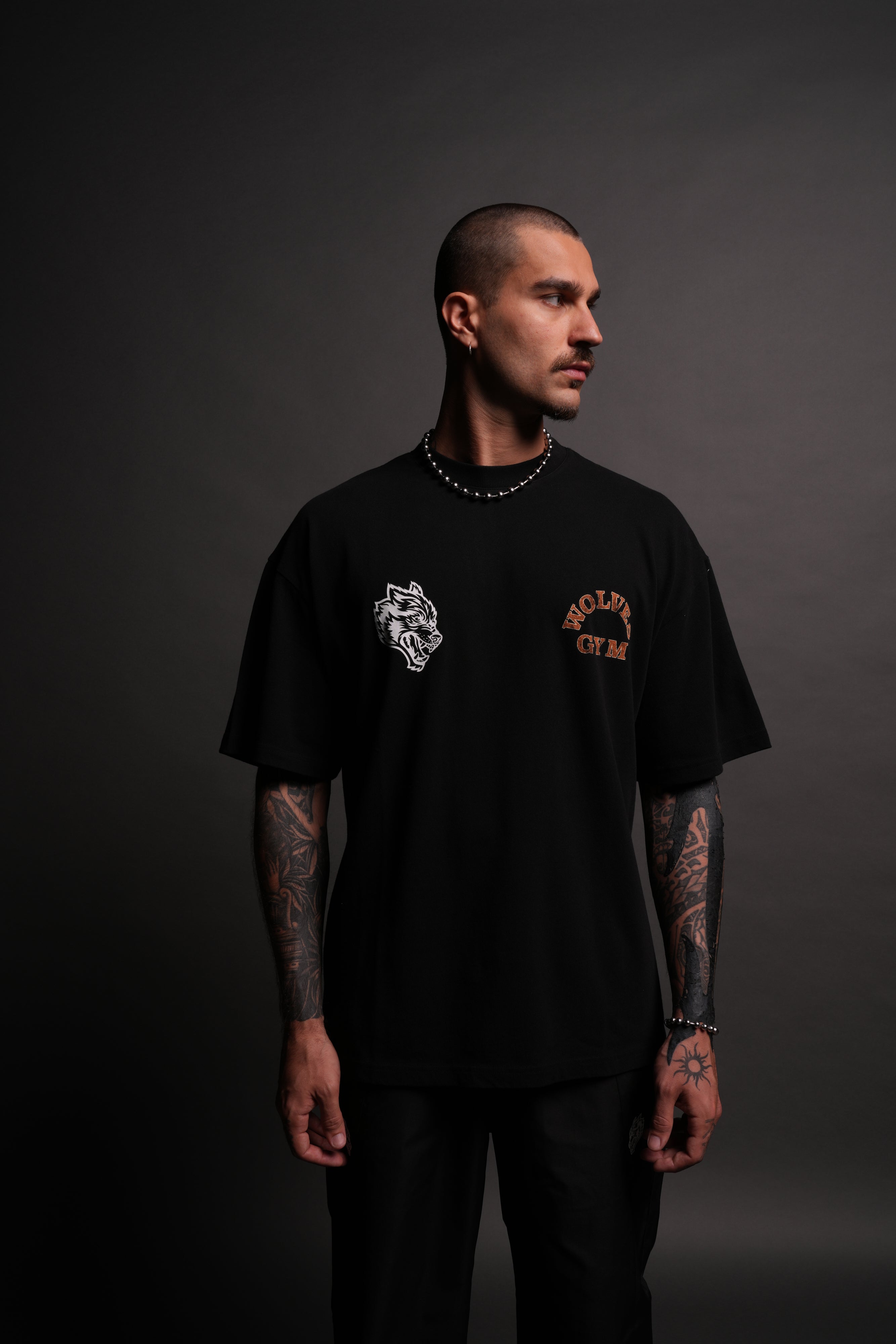 Wolves Gym V2 "Premium" Oversized Tee in Black