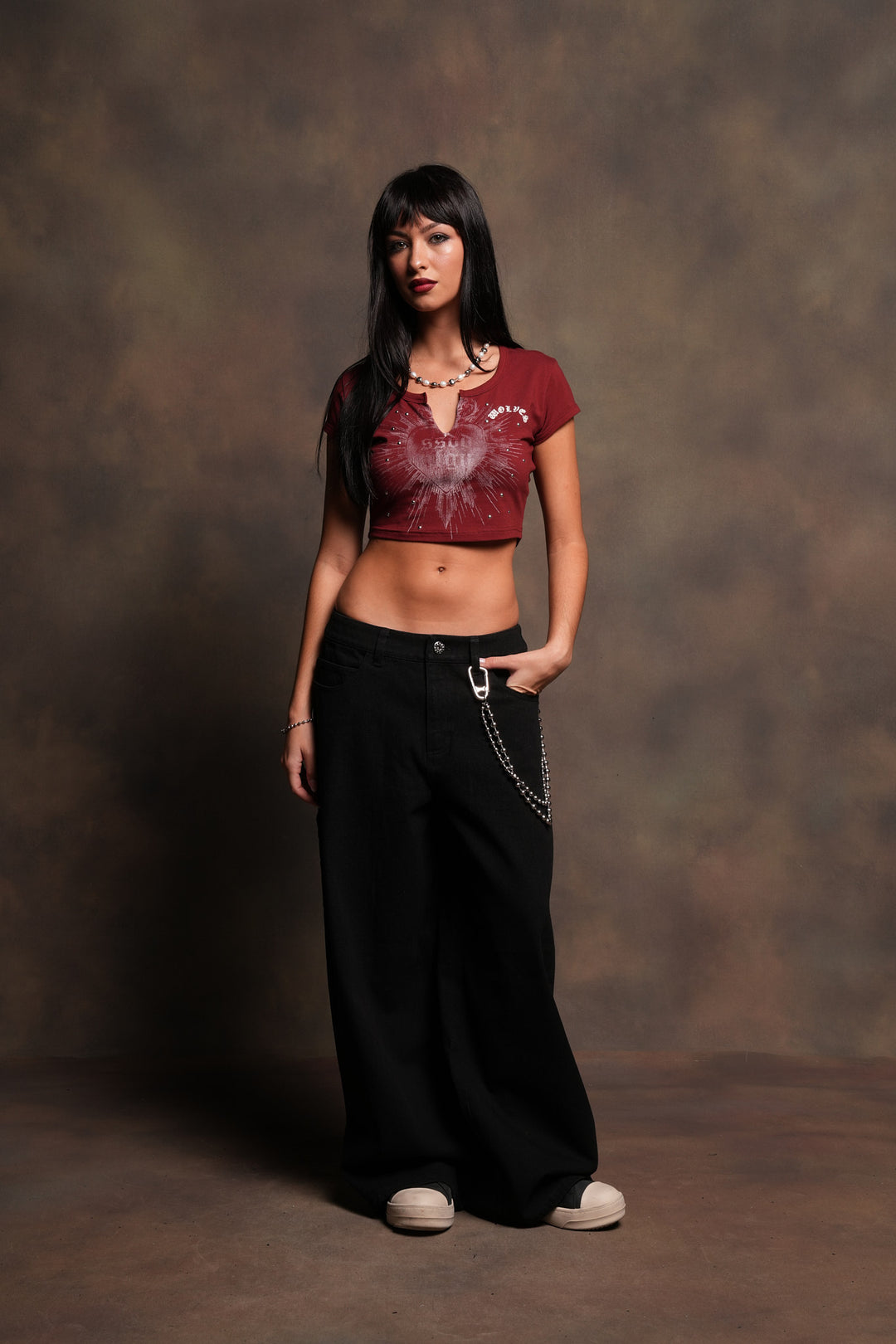 Holy Heart Josie Crop Baby Tee In Cherry Red