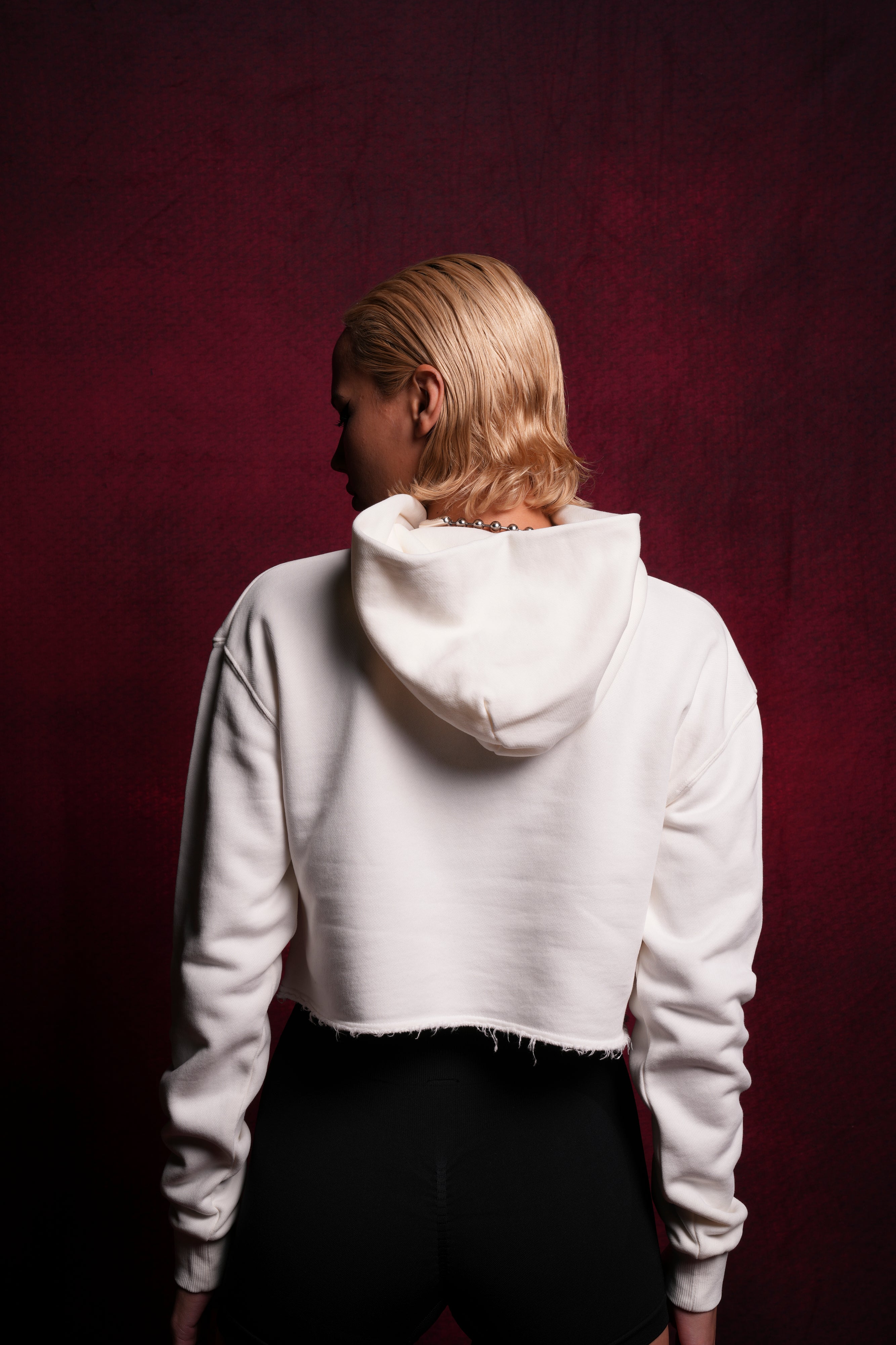 The Queen "Wyoming" (Cropped) Hoodie in Cream