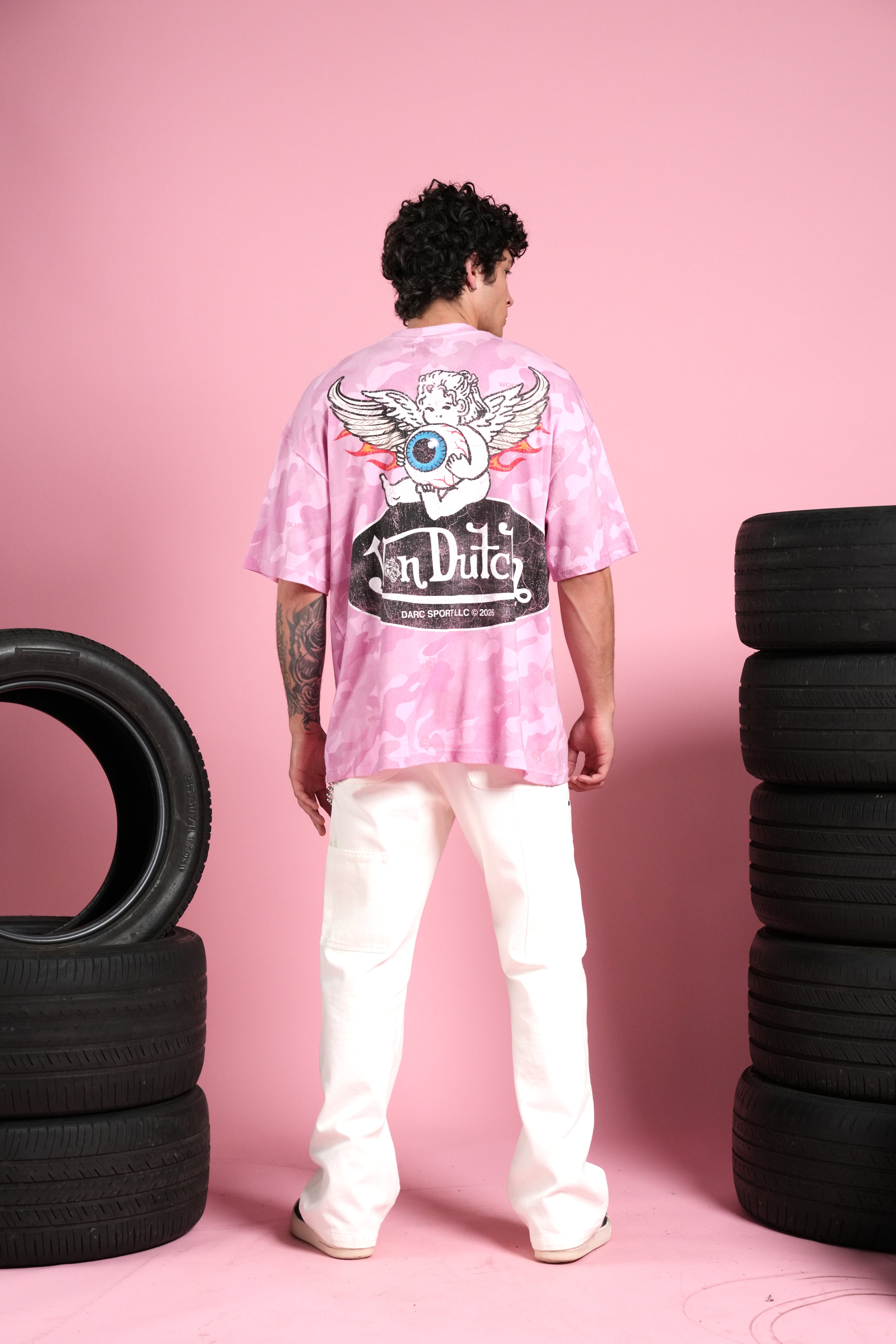 Von Wild V2 Premium Oversized Tee in Dsvd Bubblegum Camo